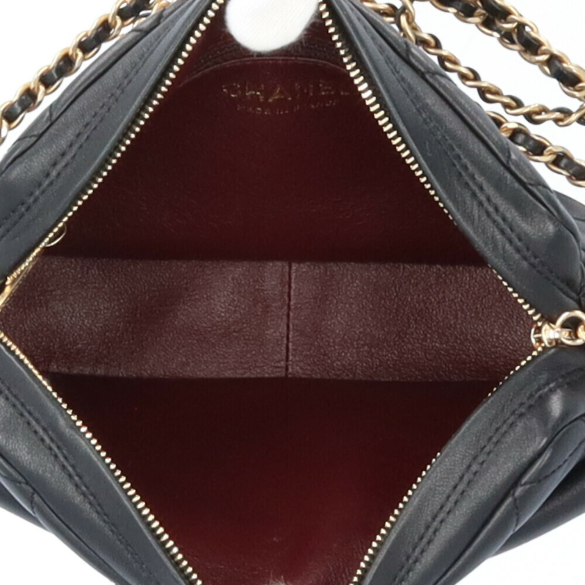 CHANEL Chain Shoulder Bag Lambskin Black Women's