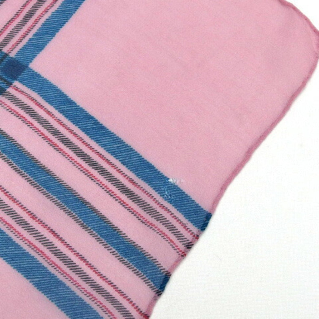CHANEL Check Pattern Chiffon Large Stole Pink Multicolor