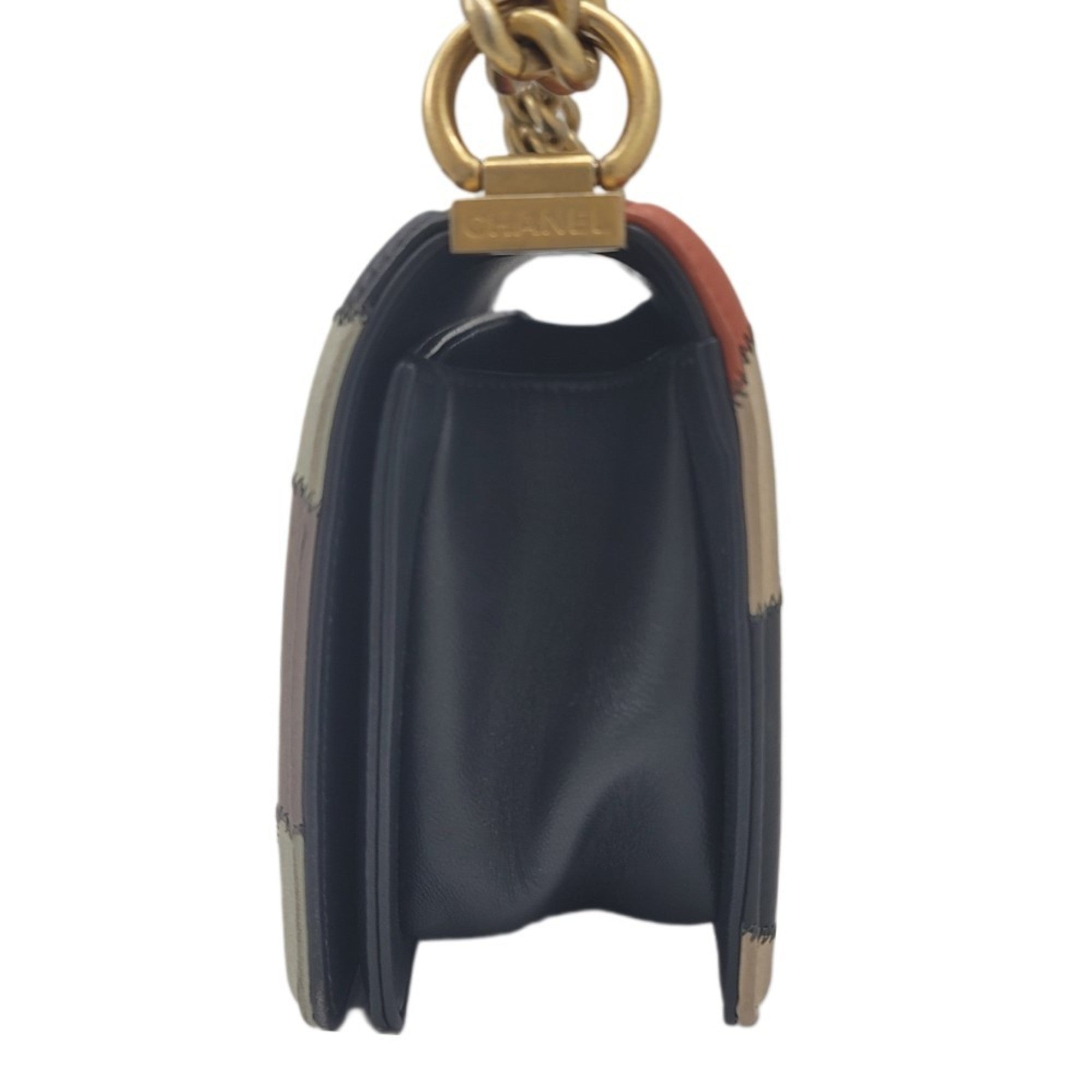 CHANEL boy shoulder bag 2WAY camellia navy multicolor G metal fittings No. 24 compact women's men's unisex