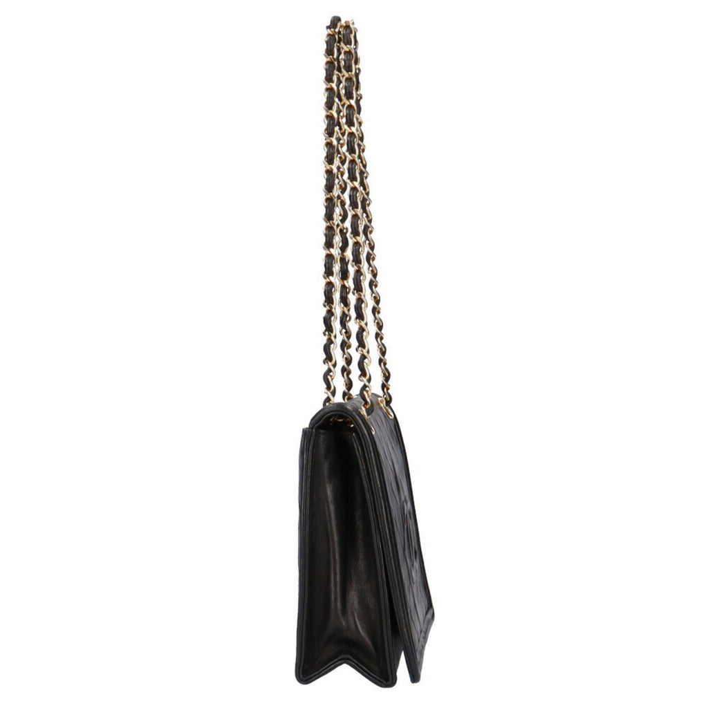 CHANEL chain matelasse shoulder bag lambskin black ladies
