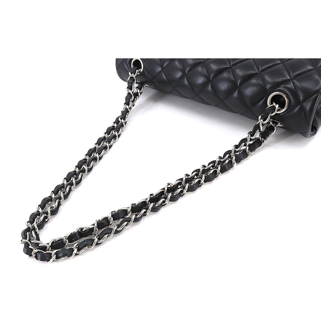 CHANEL Matelasse 25 Chain Shoulder Bag Leather Black A01112 Silver Hardware