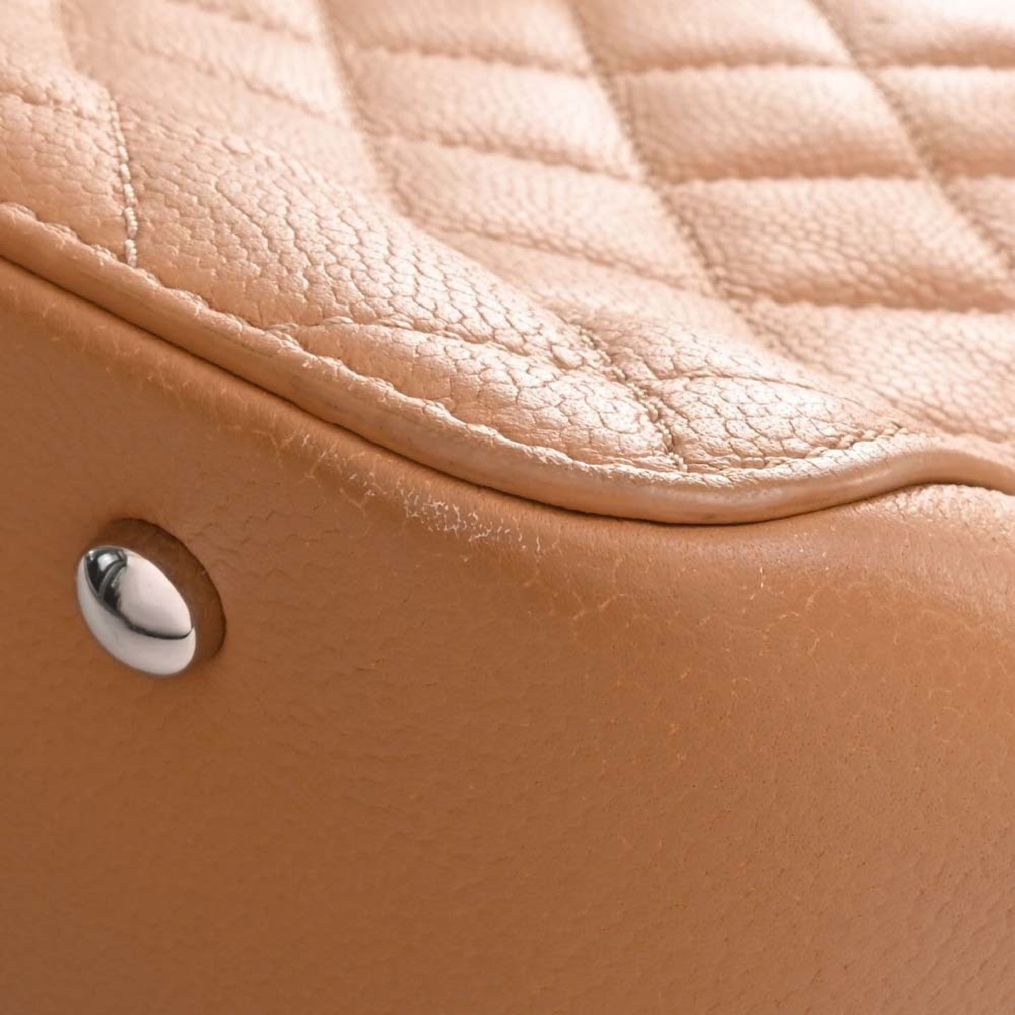 CHANEL Caviar Skin Matelasse Coco Mark Handbag Brown Women's