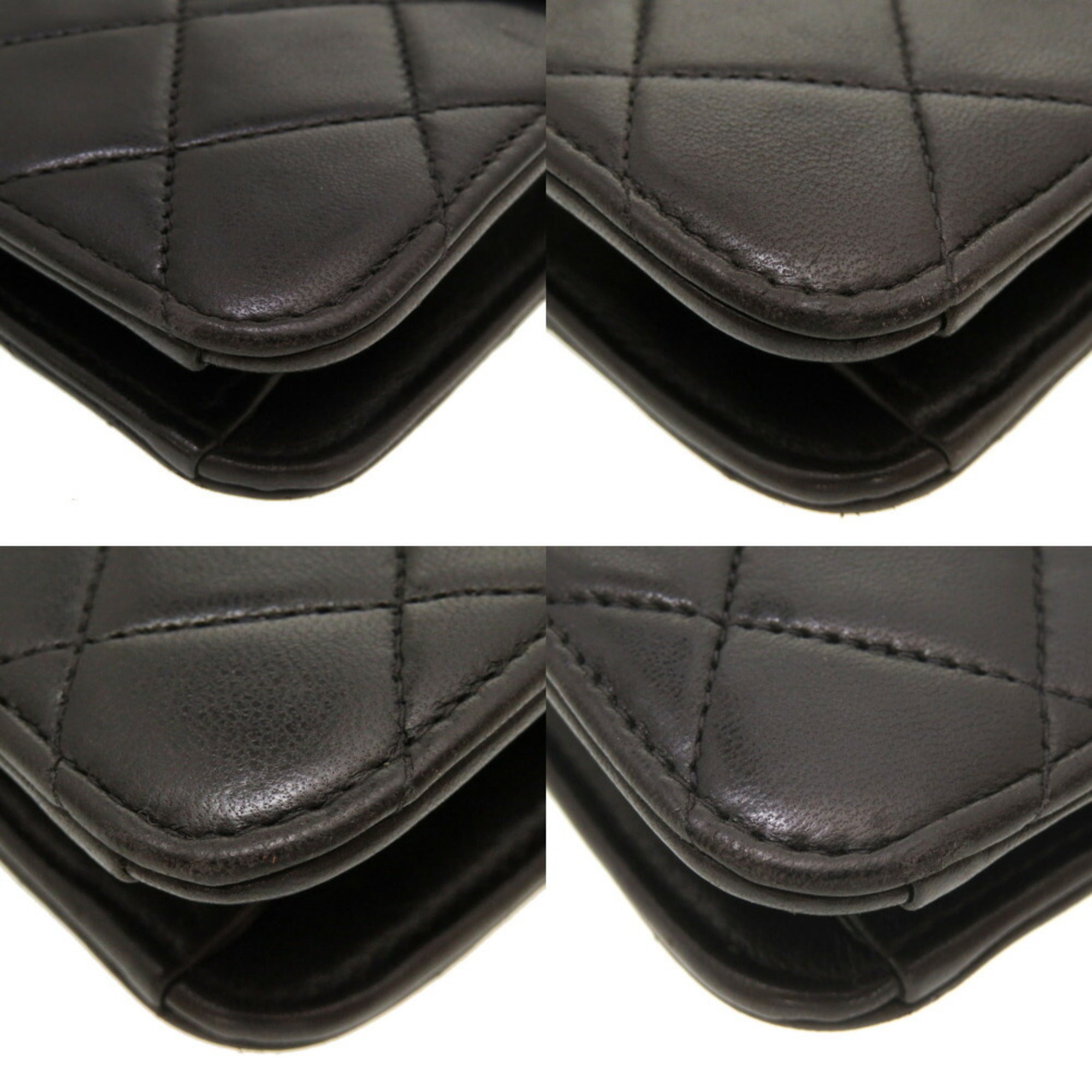 CHANEL Lambskin Black Matelasse No. 3 Gold Chain Shoulder Bag