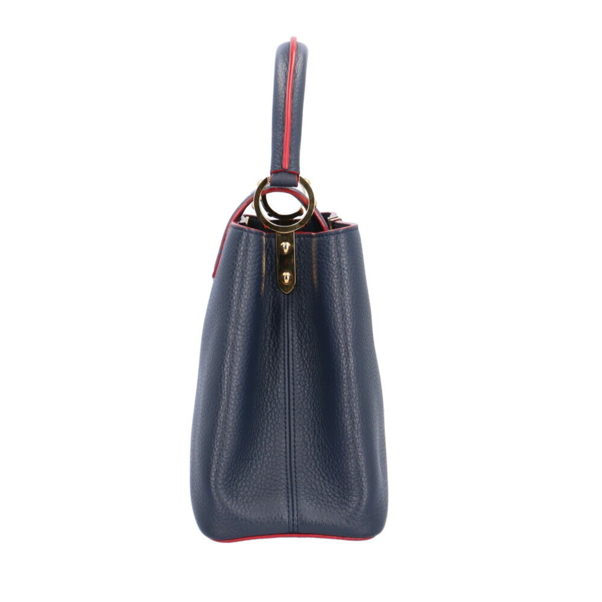 LOUIS VUITTON Capucines MM Shoulder Bag Leather M42253 Navy Ladies