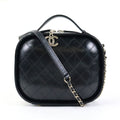 CHANEL Crossbody Shoulder Bag Coco Mark Leather Black Ladies