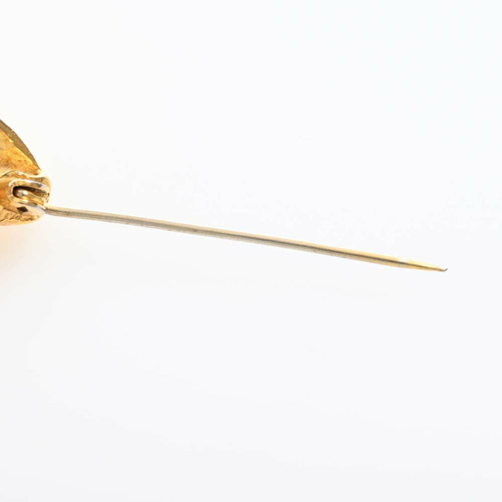 CHANEL Beret Motif Ribbon Brooch Gold Women's