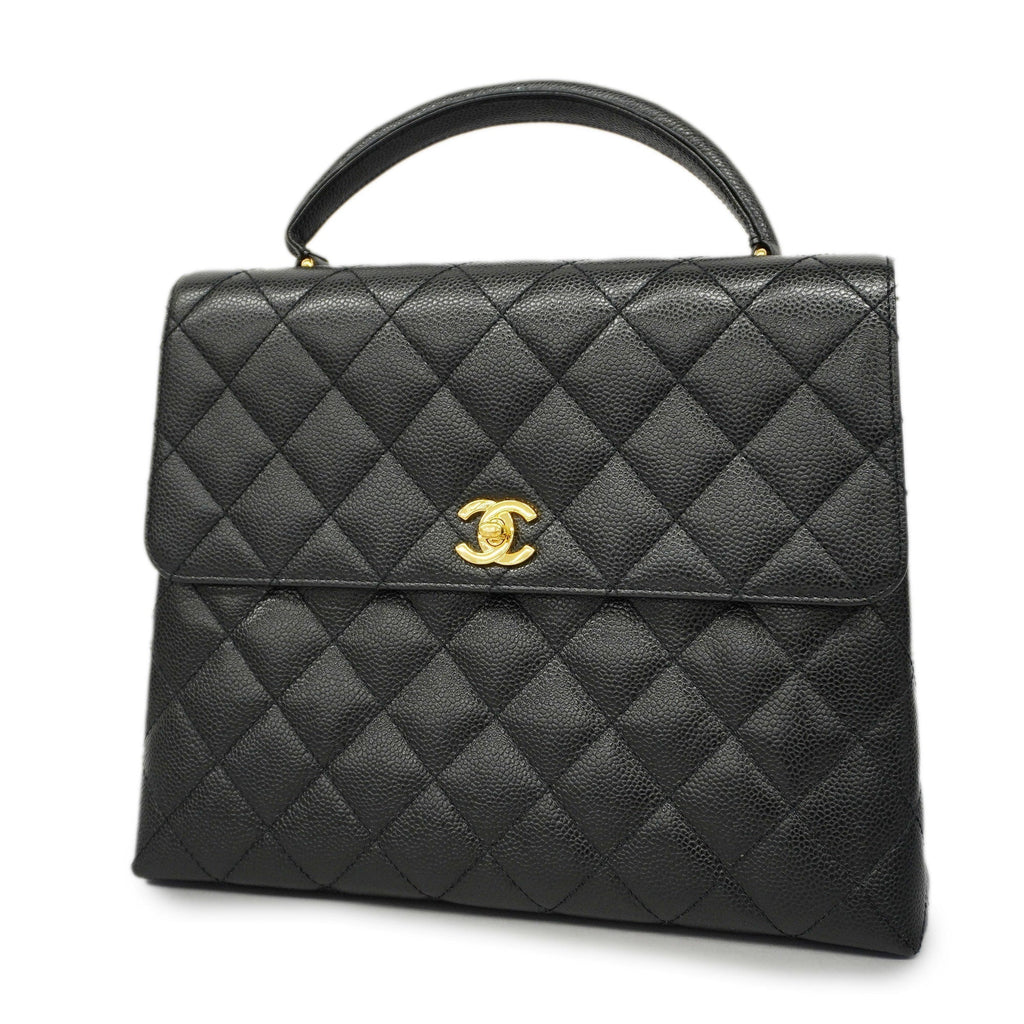 CHANEL[3ca0422]  handbag Matelasse caviar skin black gold metal