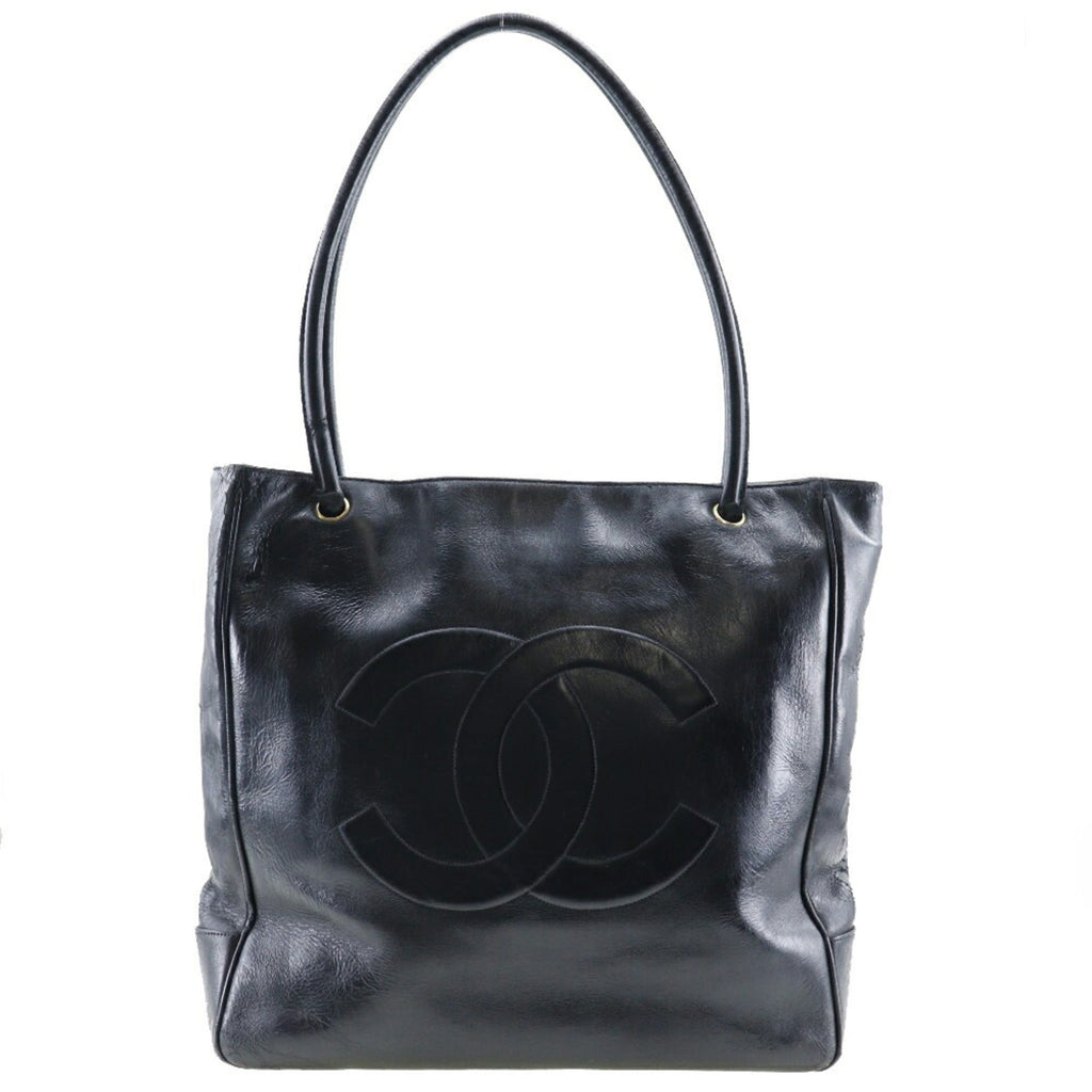 CHANEL COCO Mark Tote Bag Calf Black Shoulder A4 Magnetic Type Ladies