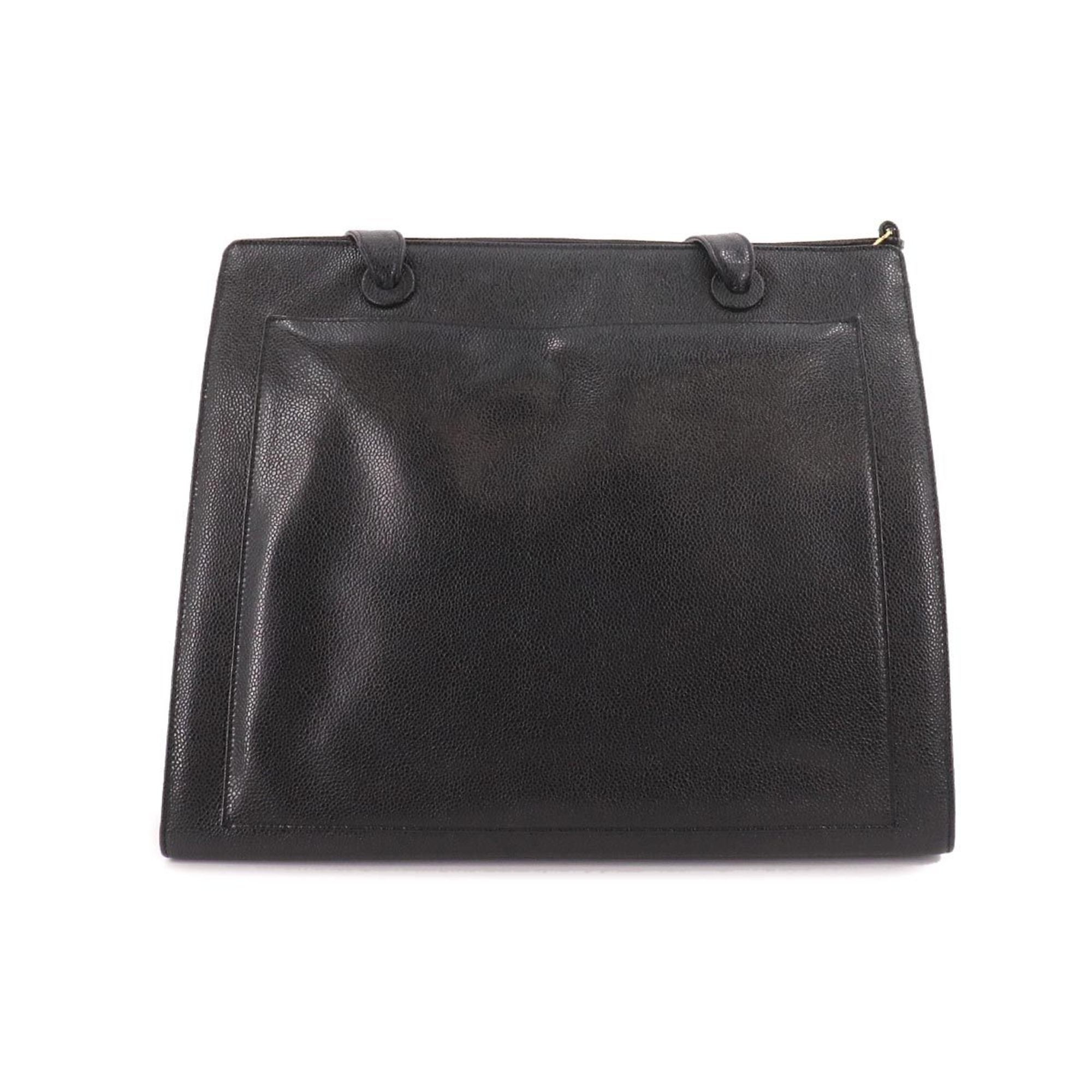 CHANEL Cocomark Tote Bag Caviar Skin Black Gold Hardware Vintage