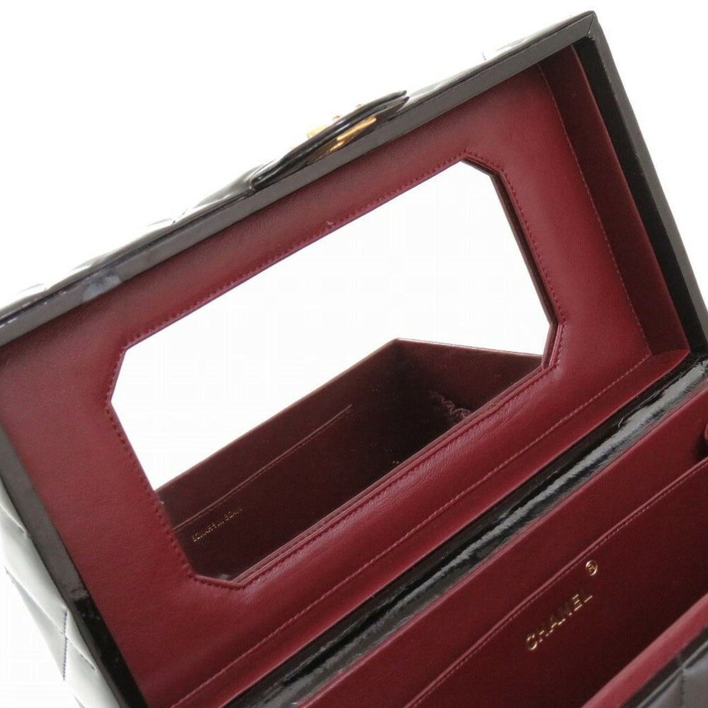 CHANEL Matelasse Enamel Black Cocomark Turnlock Vanity Bag