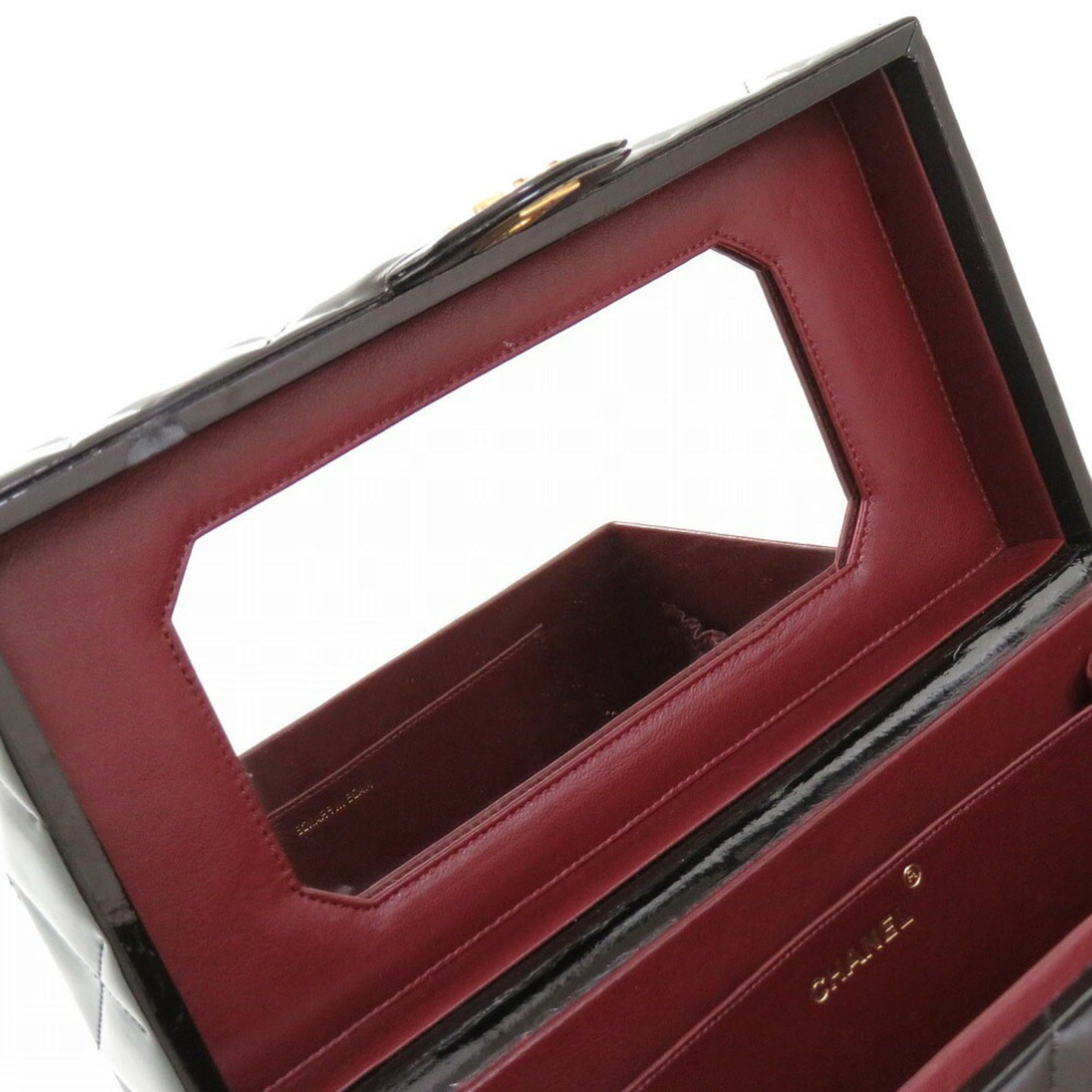 CHANEL Matelasse Enamel Black Cocomark Turnlock Vanity Bag