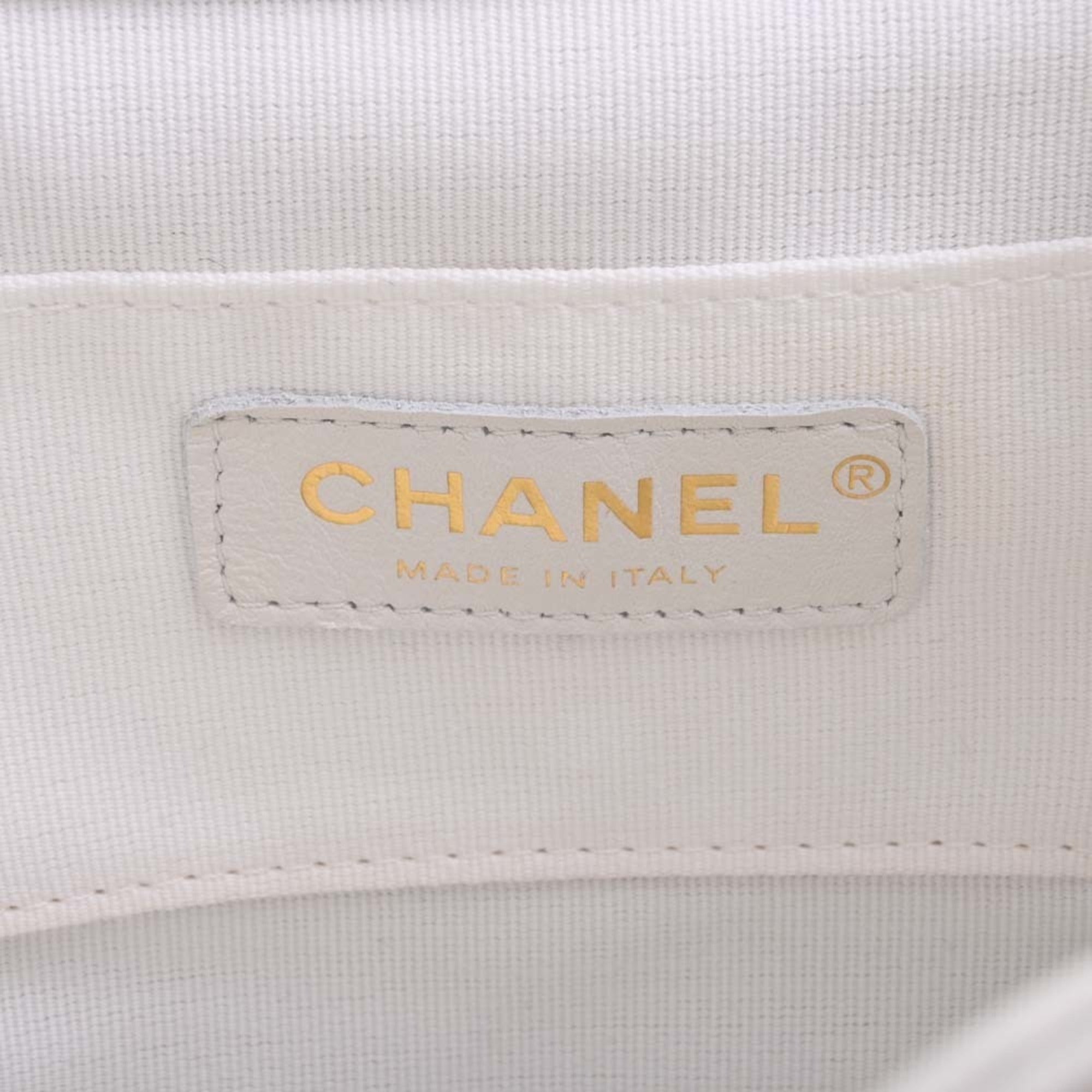 CHANEL Leather Matelasse Coco Mark Chain Rucksack Backpack AS2908 White Ladies