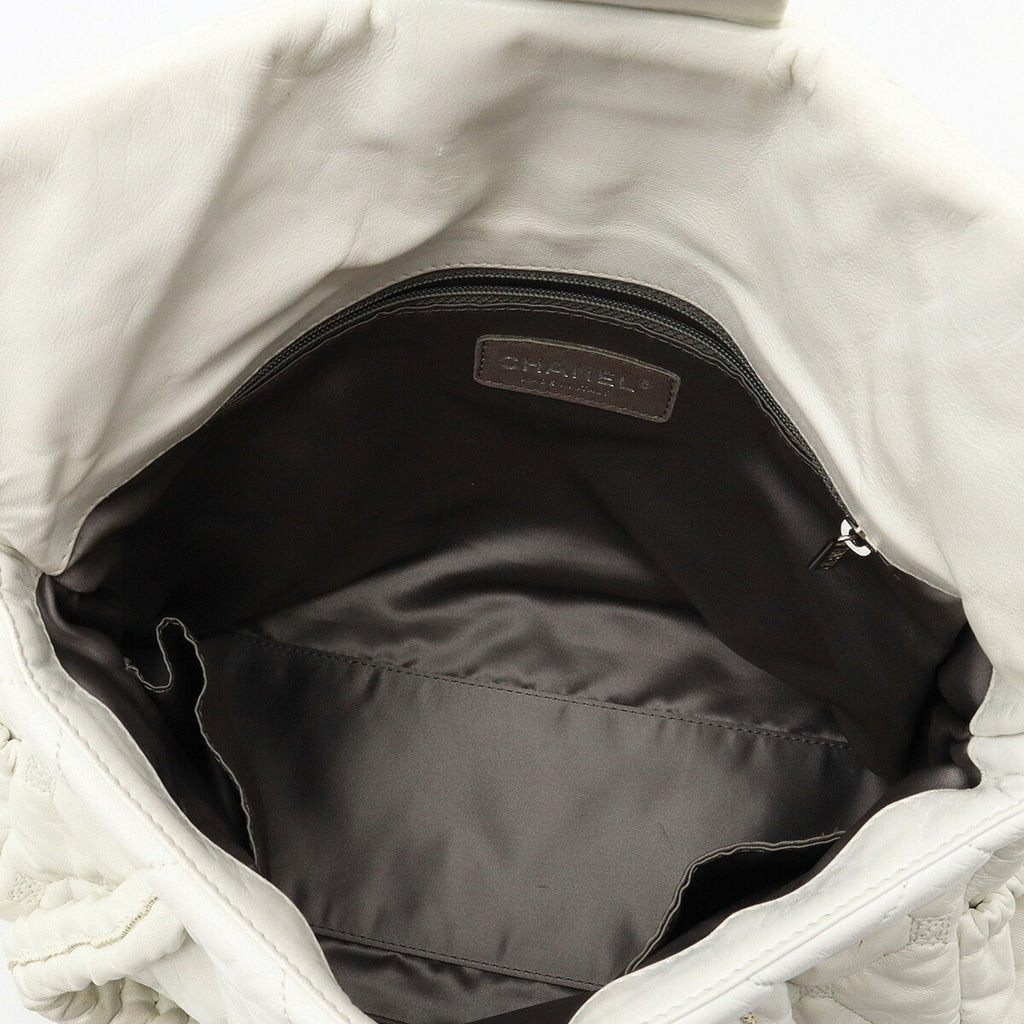 CHANEL here mark handbag leather white