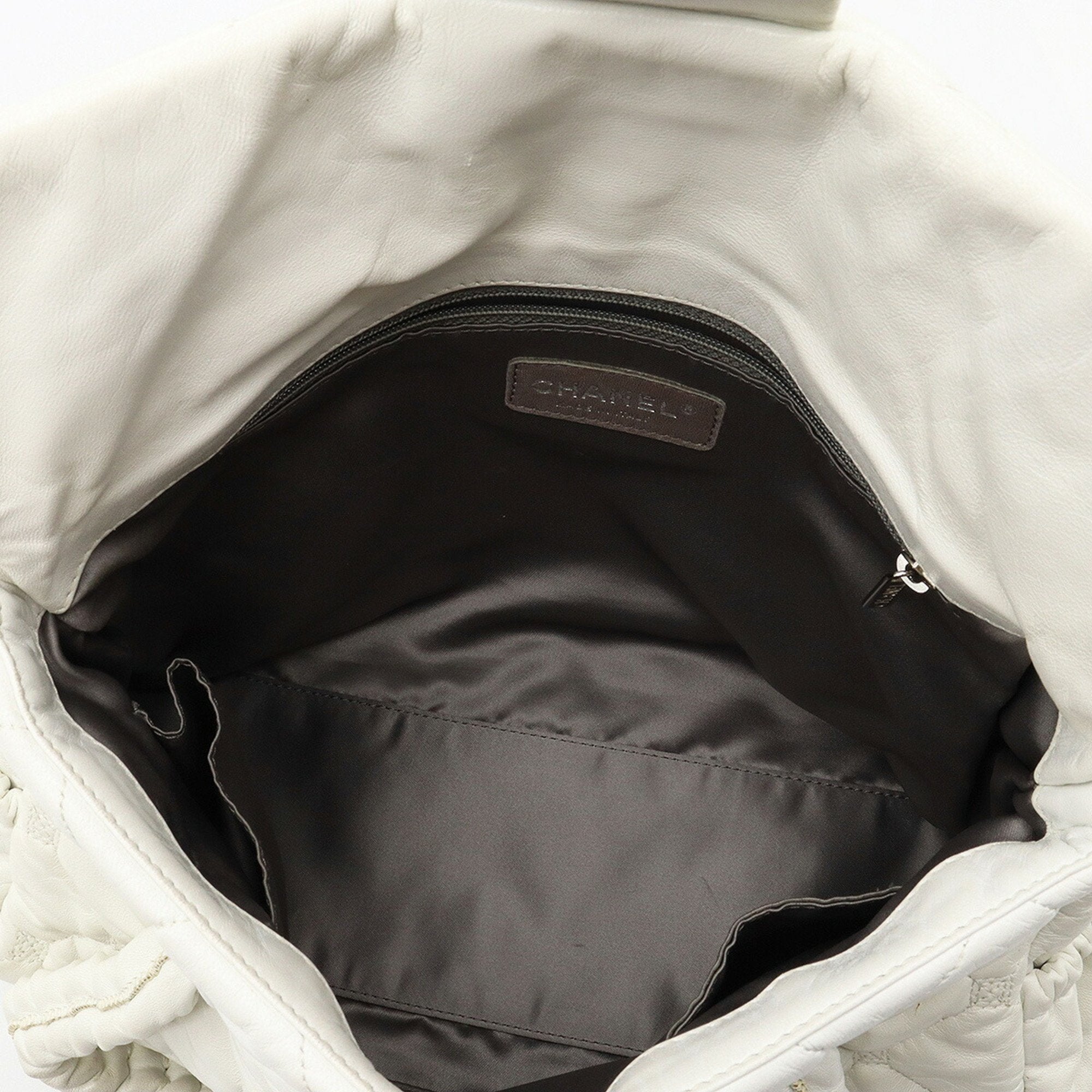 CHANEL here mark handbag leather white