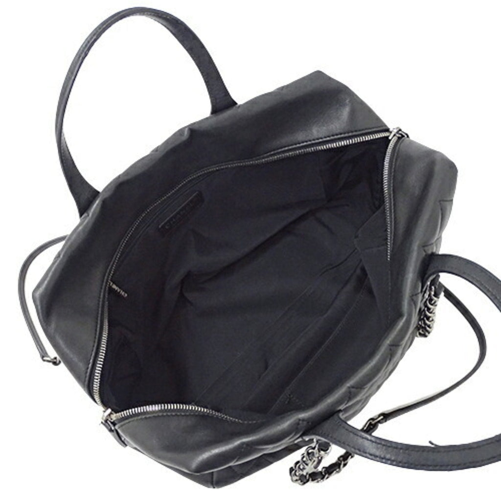 CHANEL bag matelasse lady's tote handbag 2way leather black