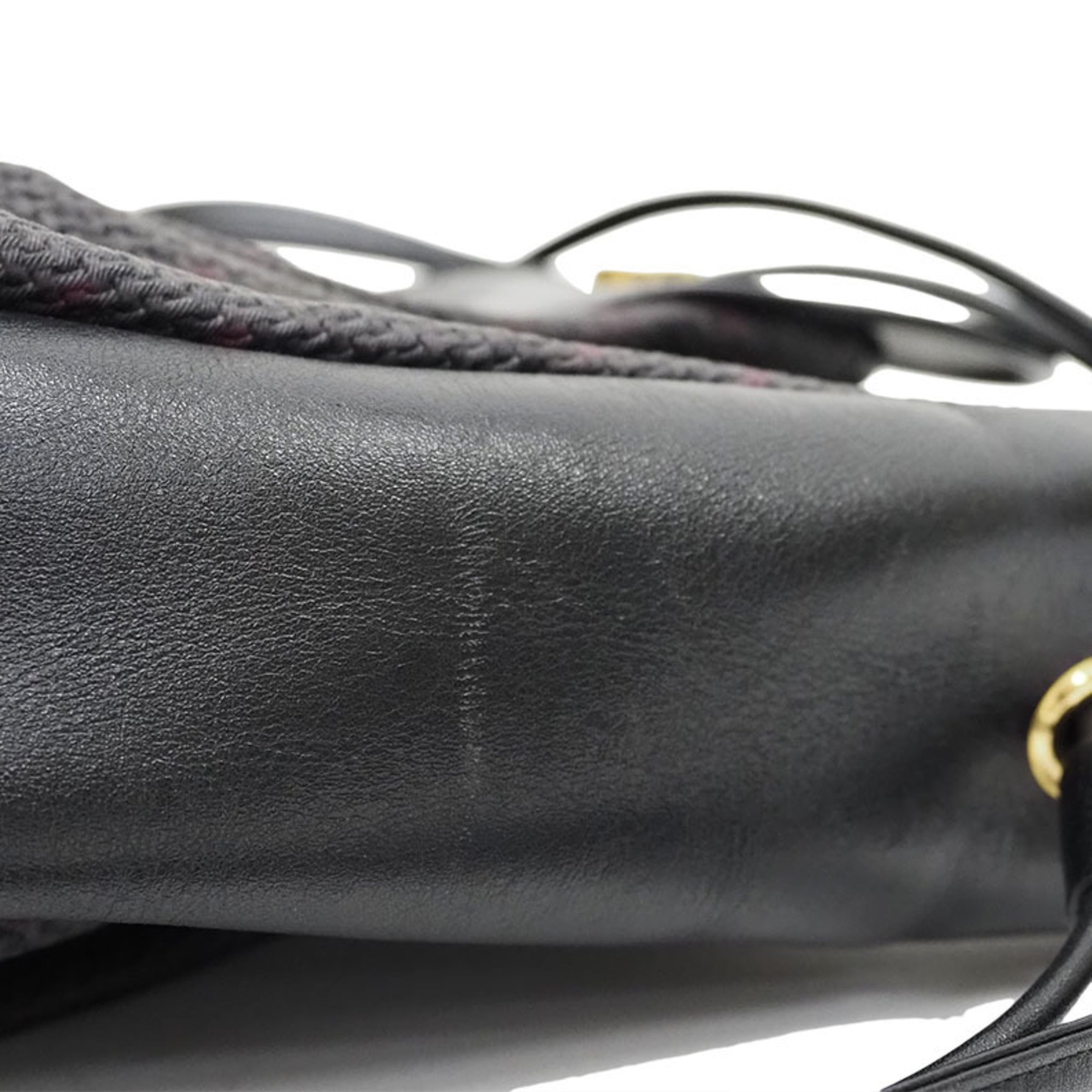 YVES SAINT LAURENT Vintage Crossbody Shoulder Bag Black Leather Women's