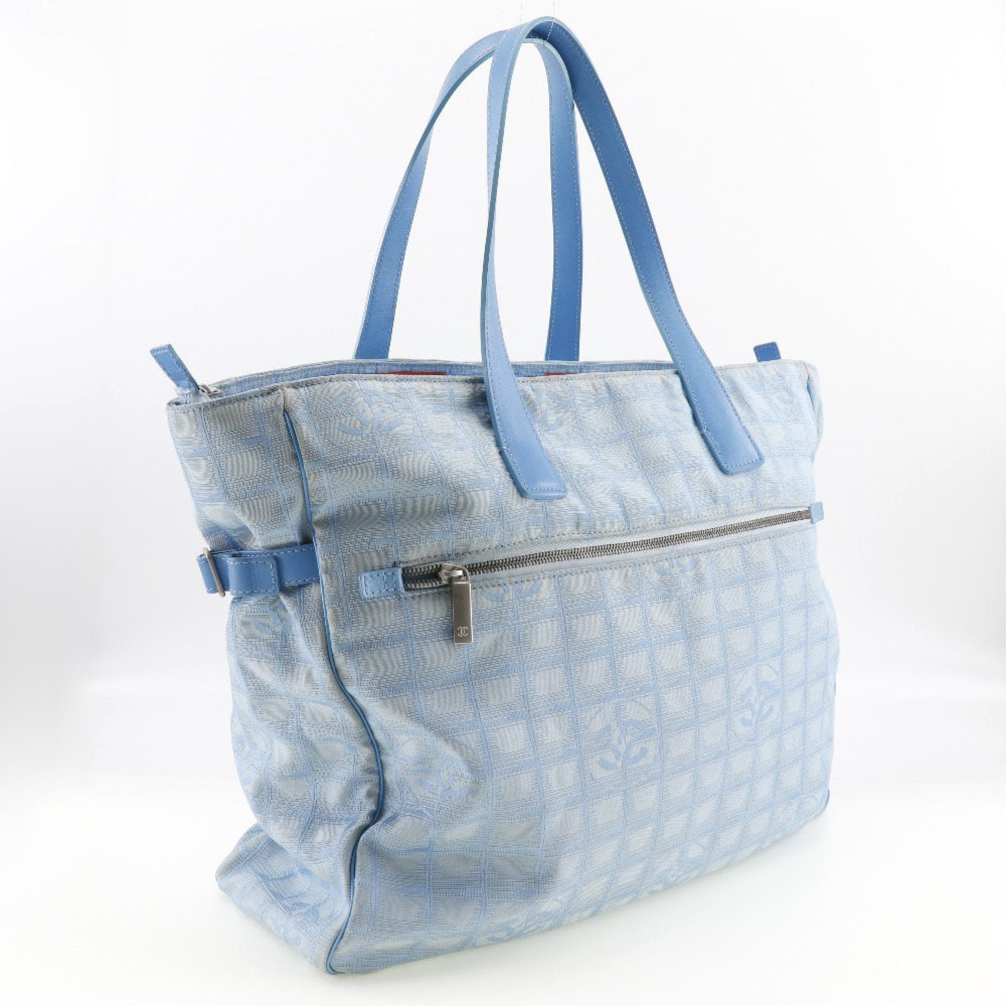 CHANEL Tote TGM Bag New Travel Line A15826 Nylon Canvas Light Blue Ladies