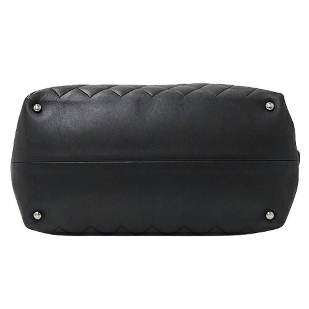 CHANEL bag matelasse lady's tote handbag 2way leather black