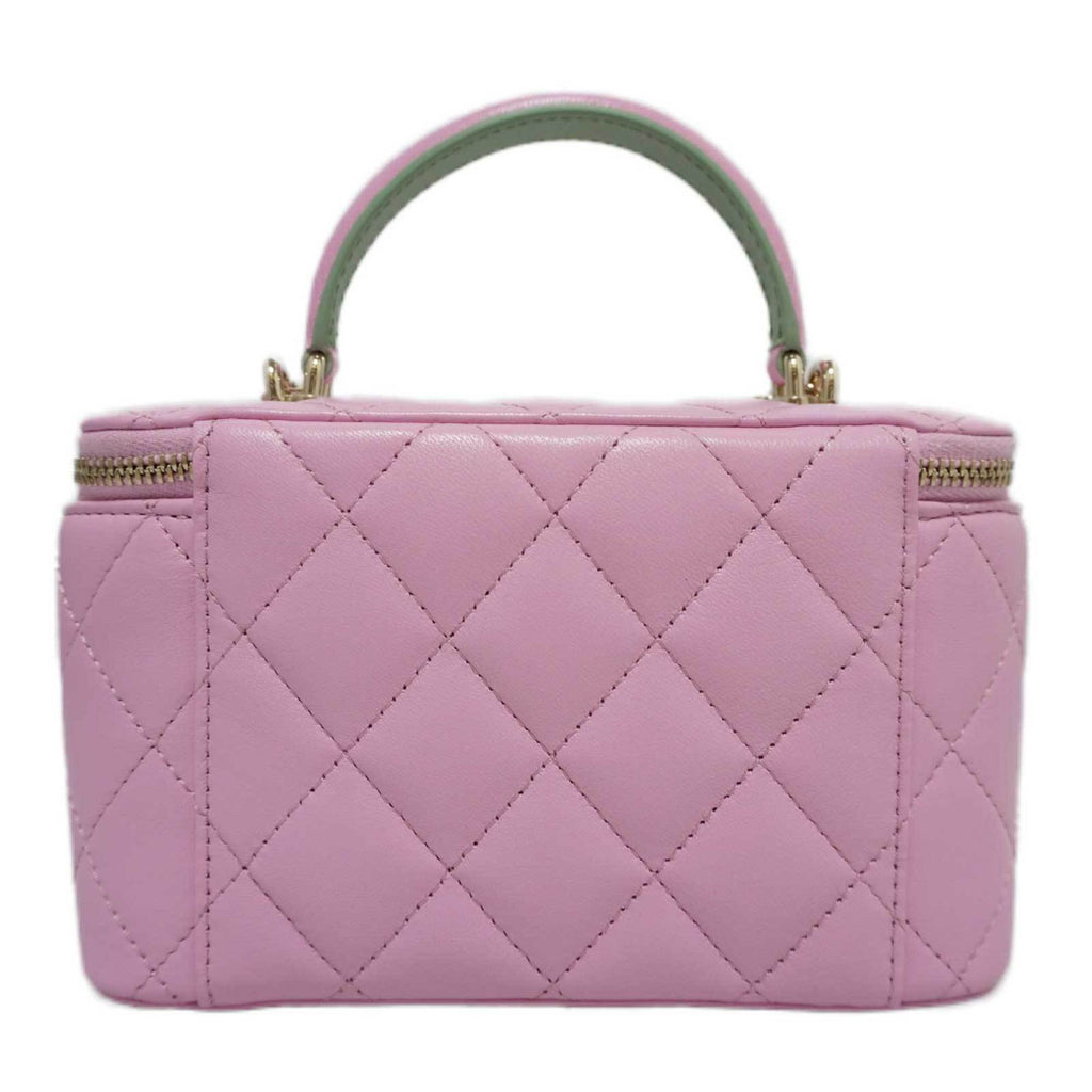 CHANEL Vanity Shoulder Handbag Bag Pink Lambskin Women's