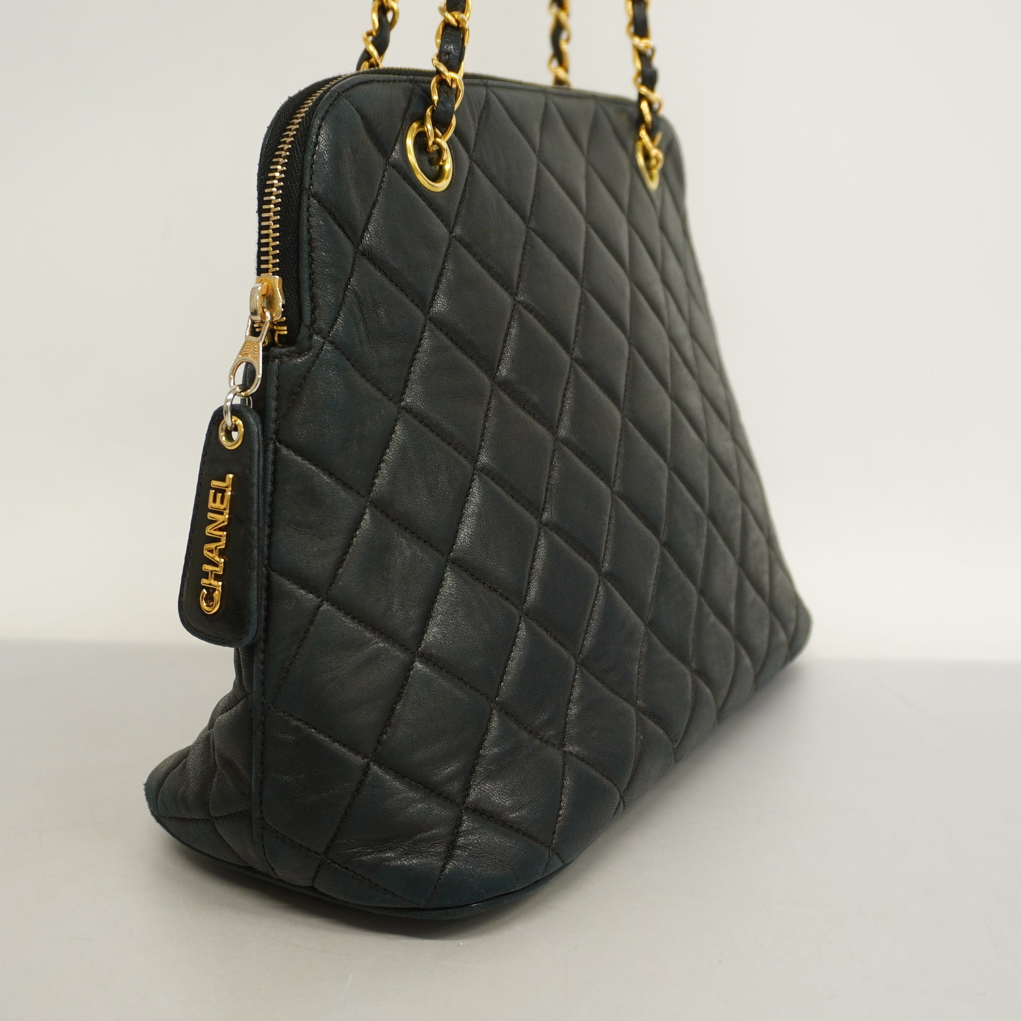 CHANEL  Matelasse Chain Shoulder Lambskin Women's Leather Shoulder Bag Black