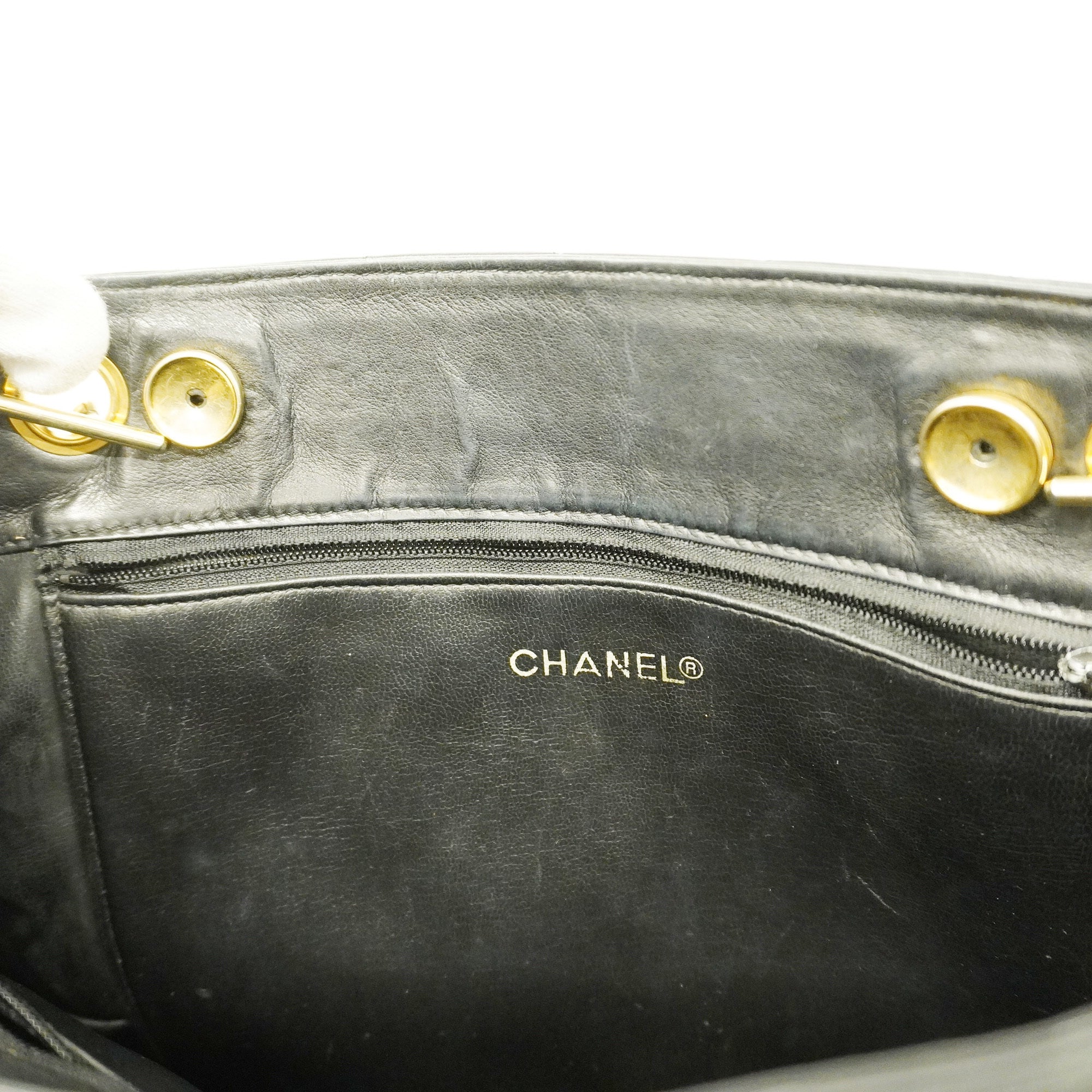 CHANELAuth  Matelasse Chain Shoulder Leather Shoulder Bag Black