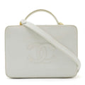 CHANEL Cocomark Handbag Vanity Bag Shoulder Caviar Skin Leather White A11265