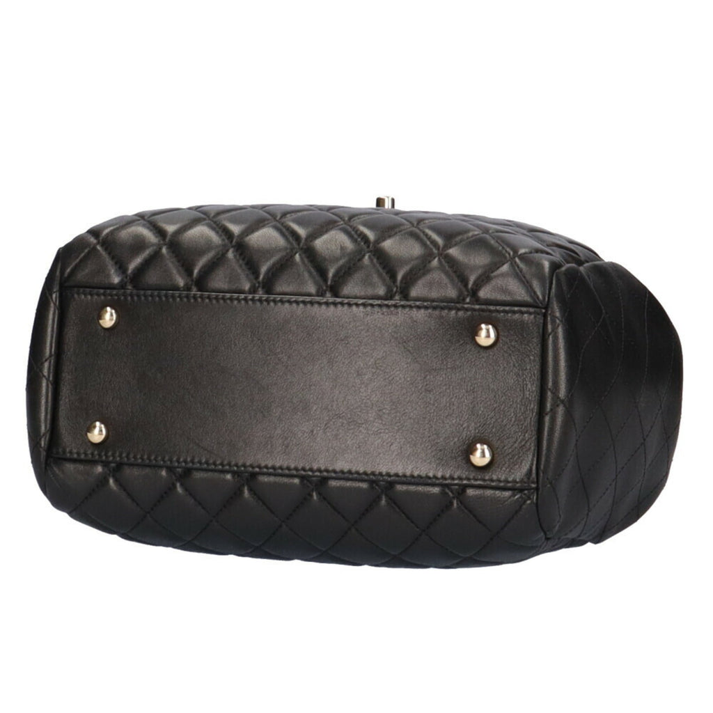 CHANEL chain matelasse shoulder bag lambskin black ladies