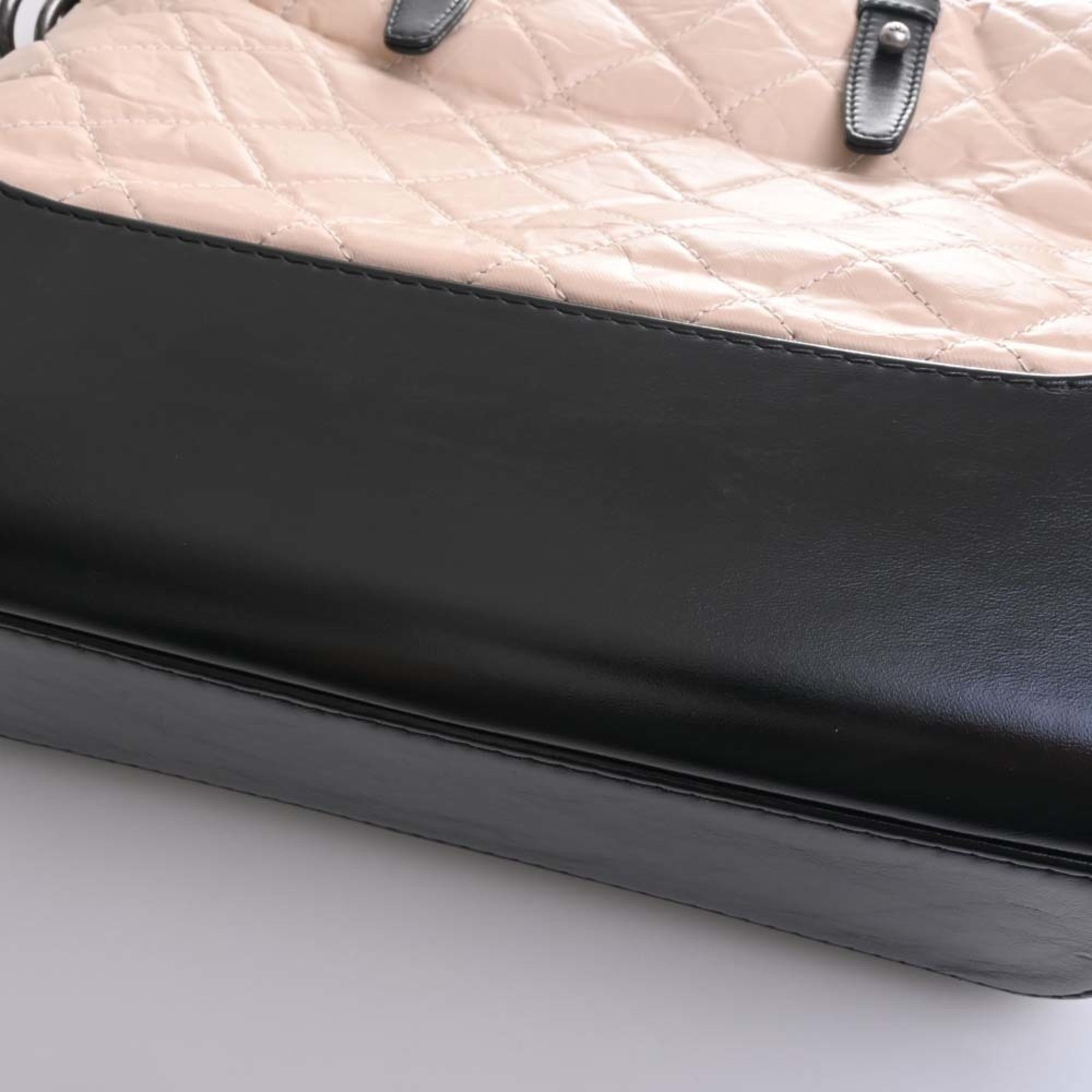 CHANEL Leather Gabriel de Cocomark Shoulder Bag Beige/Black Ladies