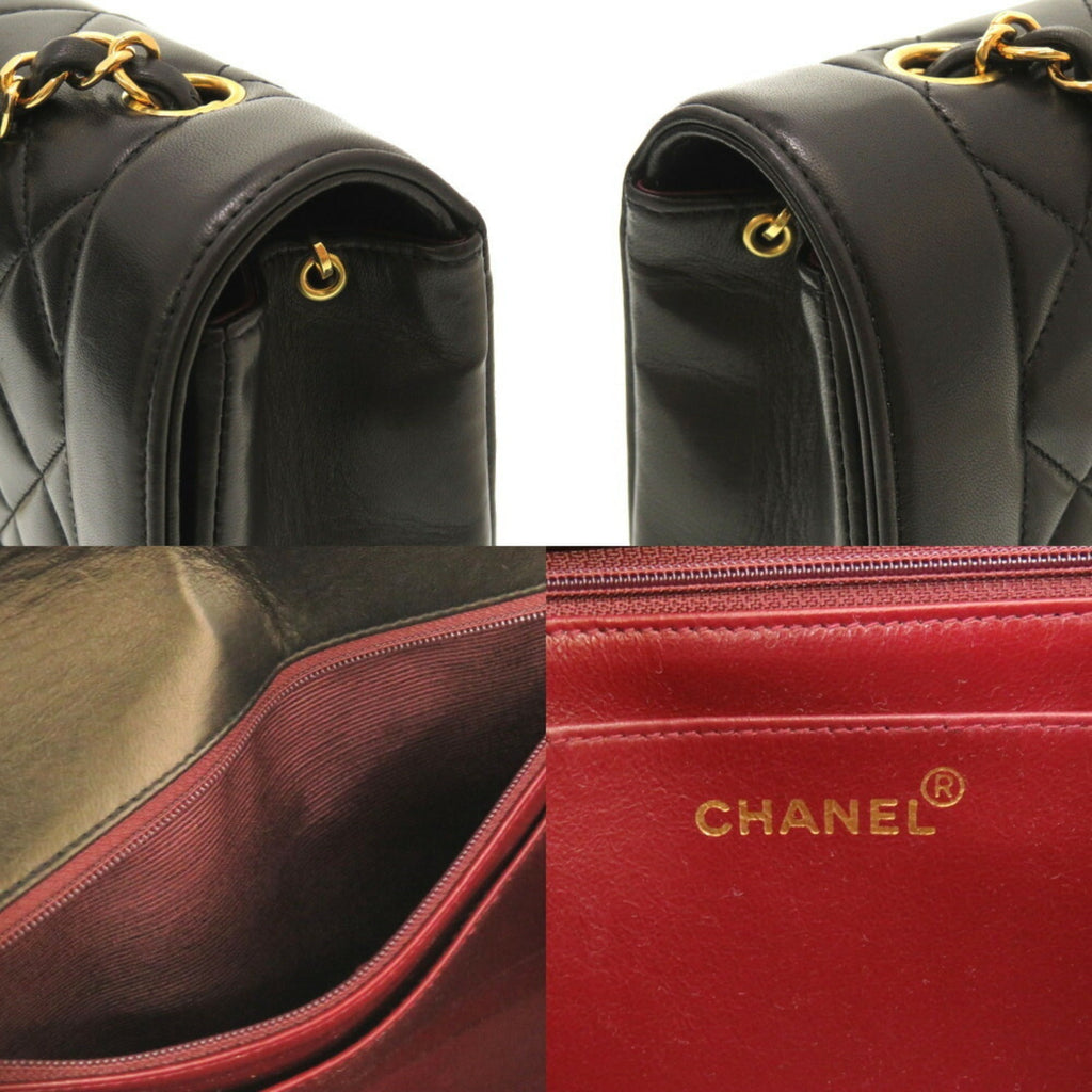 CHANEL Diana 25 Medium Matelasse Lambskin Black Gold Chain Shoulder Bag Cocomark Turnlock