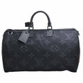 LOUIS VUITTON Monogram Nylon Keepall Bandouliere Reversible 50 Handbag Boston Bag M45602 Black Green Men's