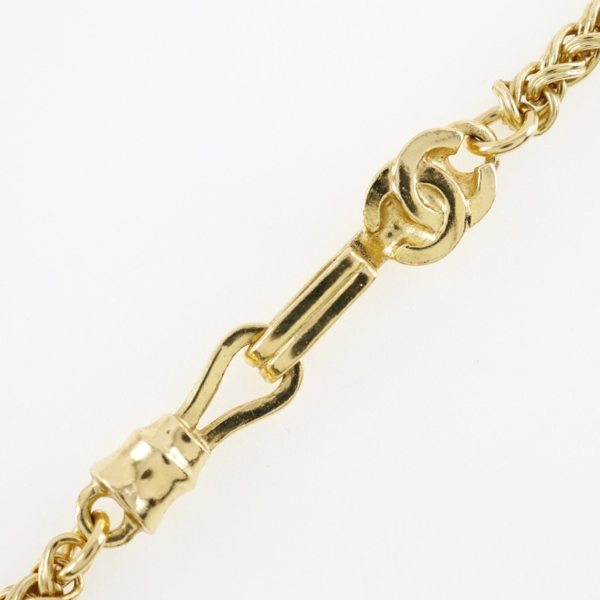 CHANEL Coco Mark Necklace Flower Vintage Gold Plated x Shell France Year 1995 95A COCO Ladies