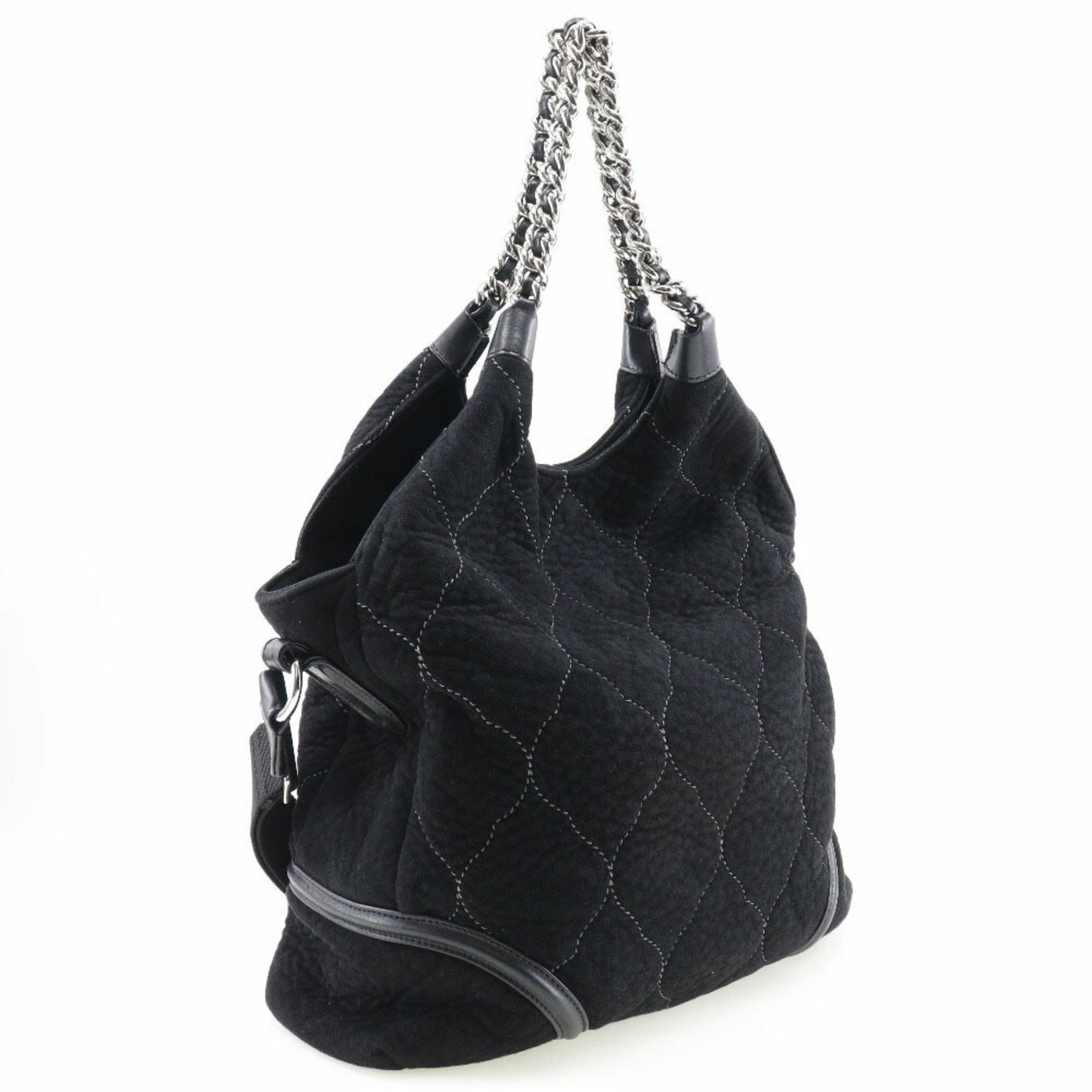 CHANEL Coco Mark Handbag 2WAY Shoulder A40394 Mouton Black/Silver Hardware Women's