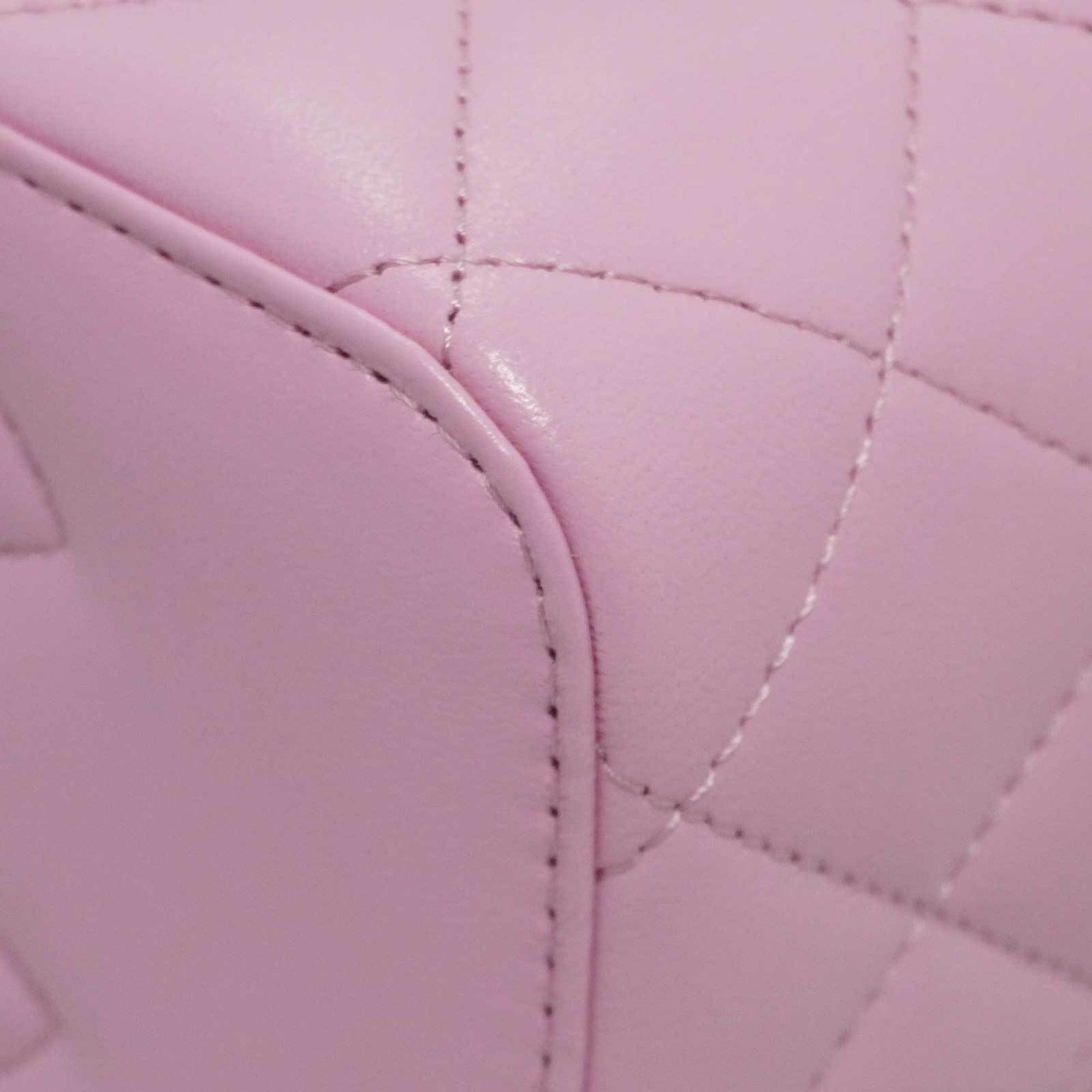 CHANEL Vanity Shoulder Handbag Bag Pink Lambskin Women's