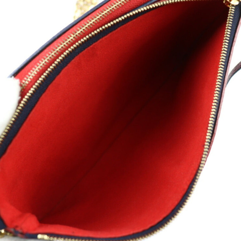 LOUIS VUITTON Pochette Double Zip Shoulder Bag M63916 Monogram Empreinte Marine Rouge Gold Hardware 2WAY Clutch Chain