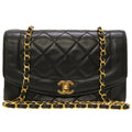 CHANEL Diana 22 Lambskin Black No. 4 Gold Chain Shoulder Bag Matelasse Coco Mark Turnlock