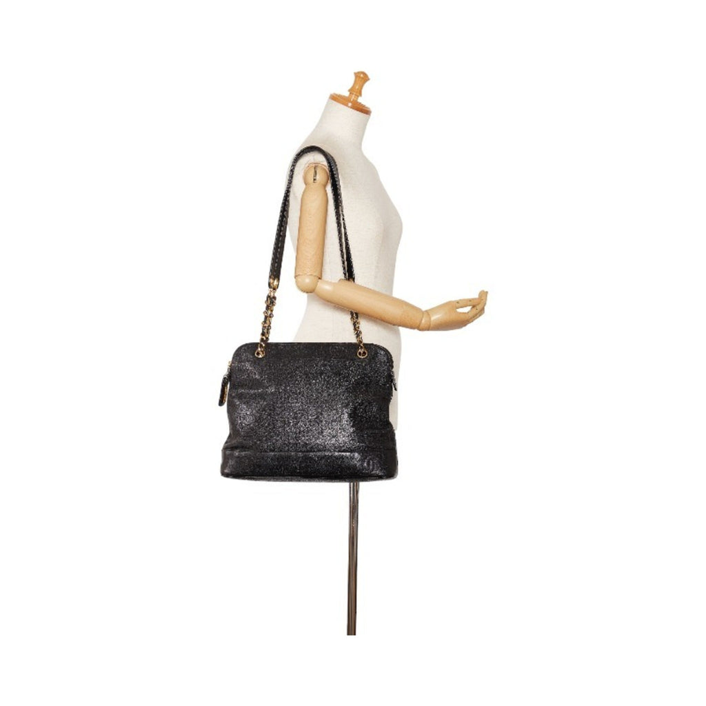 CHANEL Triple Coco Mark Chain Shoulder Bag Black Caviar Skin Women's