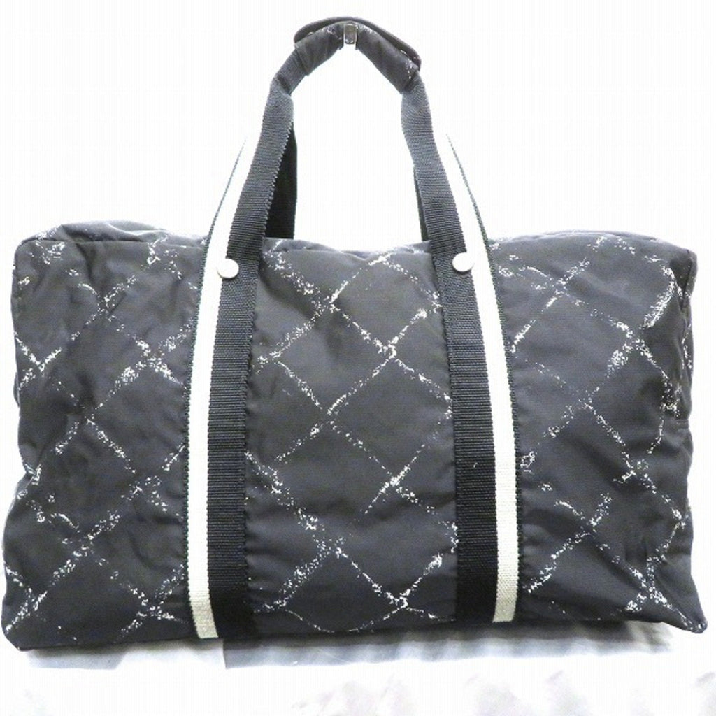 CHANEL old travel line nylon bag Boston unisex