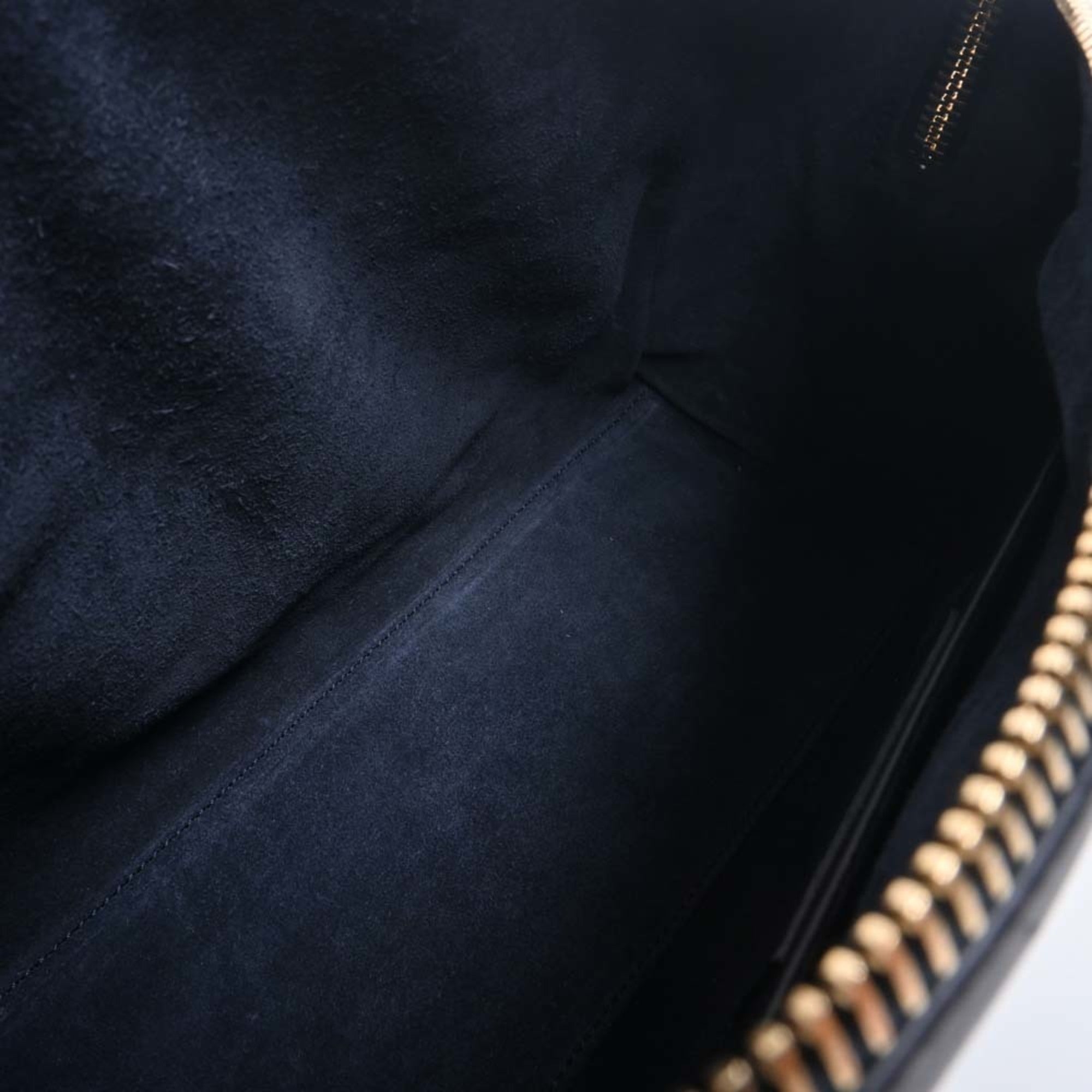 SAINT LAURENT Baby Duffle Leather Boston Bag Handbag 330958 Navy Ladies