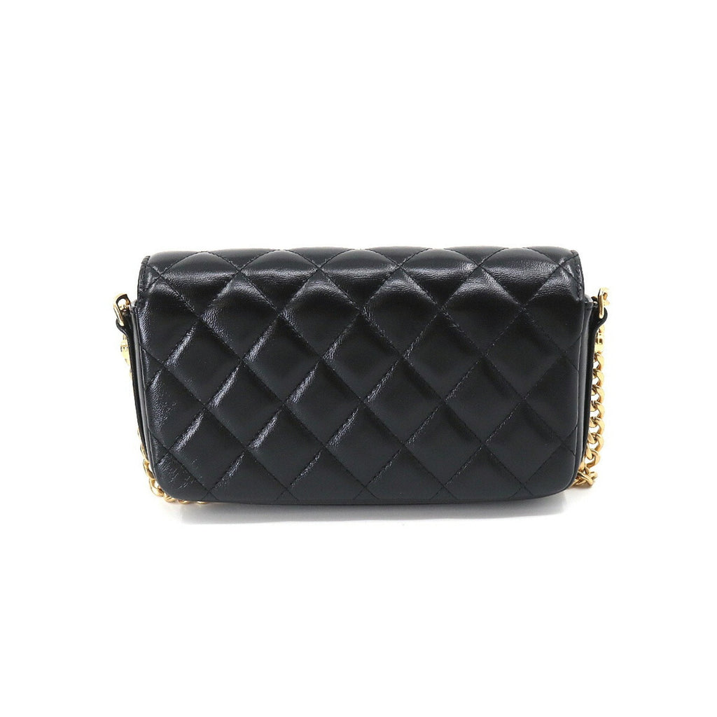 CHANEL Mini Matelasse Chain Shoulder Bag Leather Black AP3207 Phone Case
