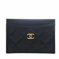 CHANEL Caviar Skin Matelasse Coco Mark Card Case Black Ladies