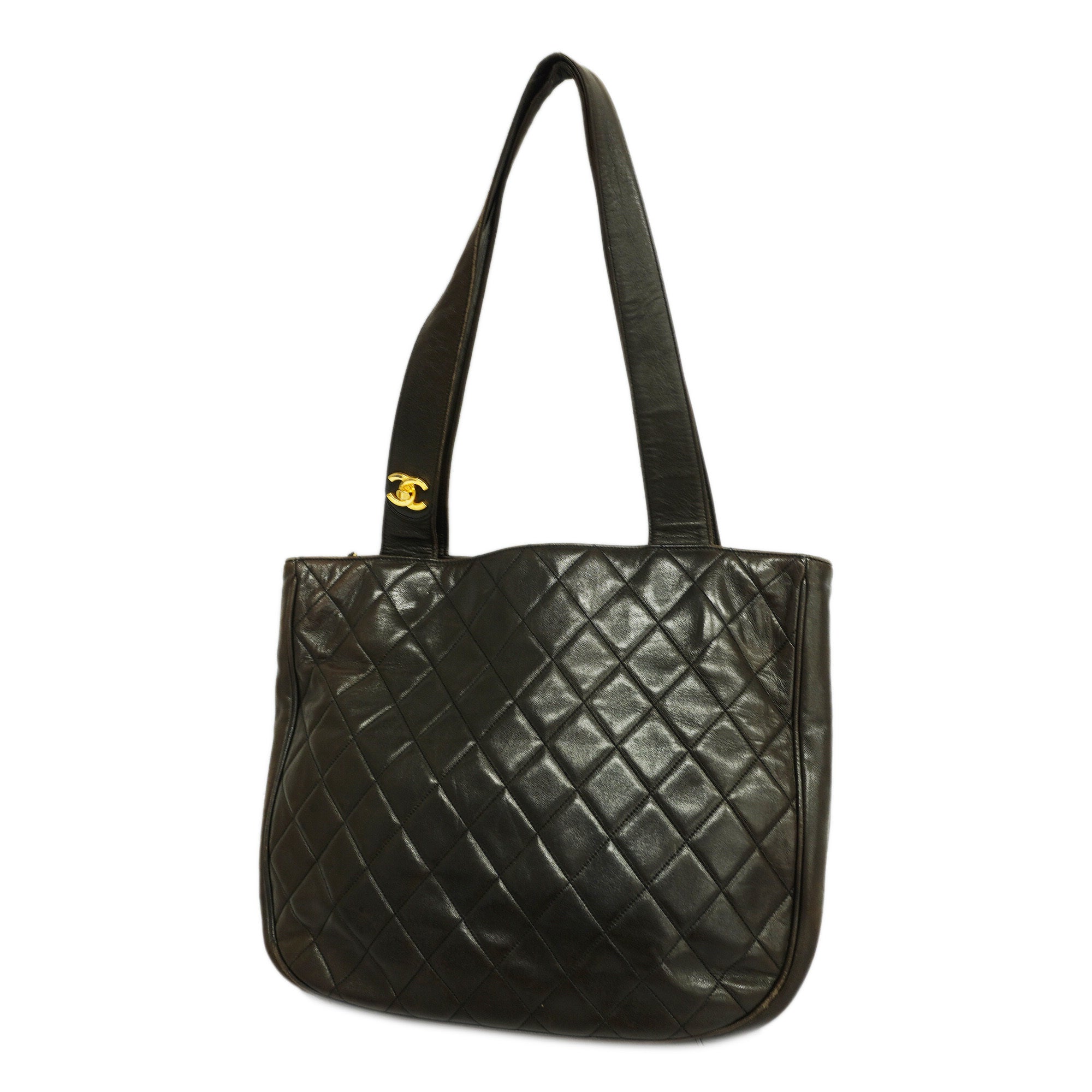 CHANEL  Matelasse Lambskin Women's Leather Shoulder Bag Black