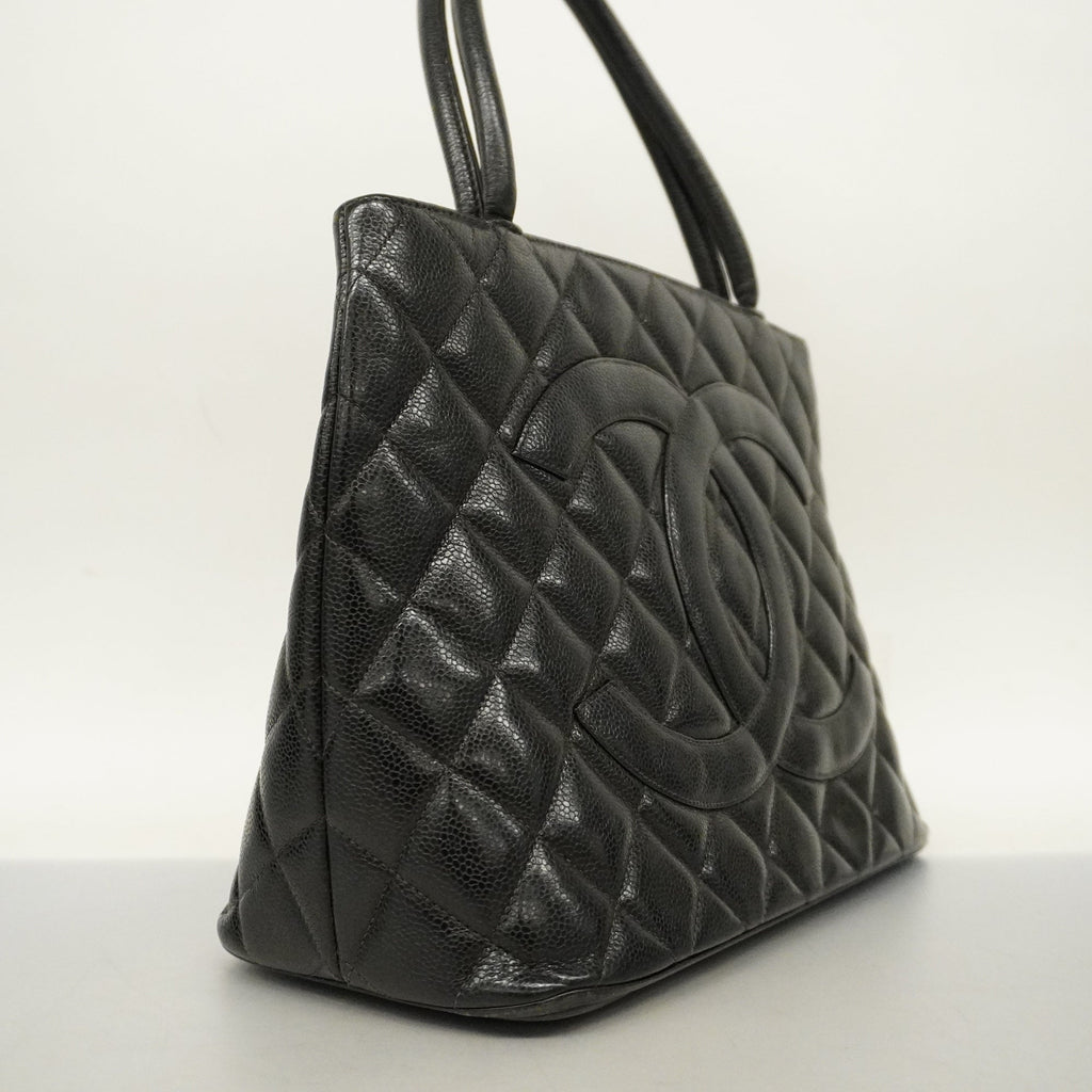 CHANELAuth  Reprint Tote Women's Caviar Leather Tote Bag Black