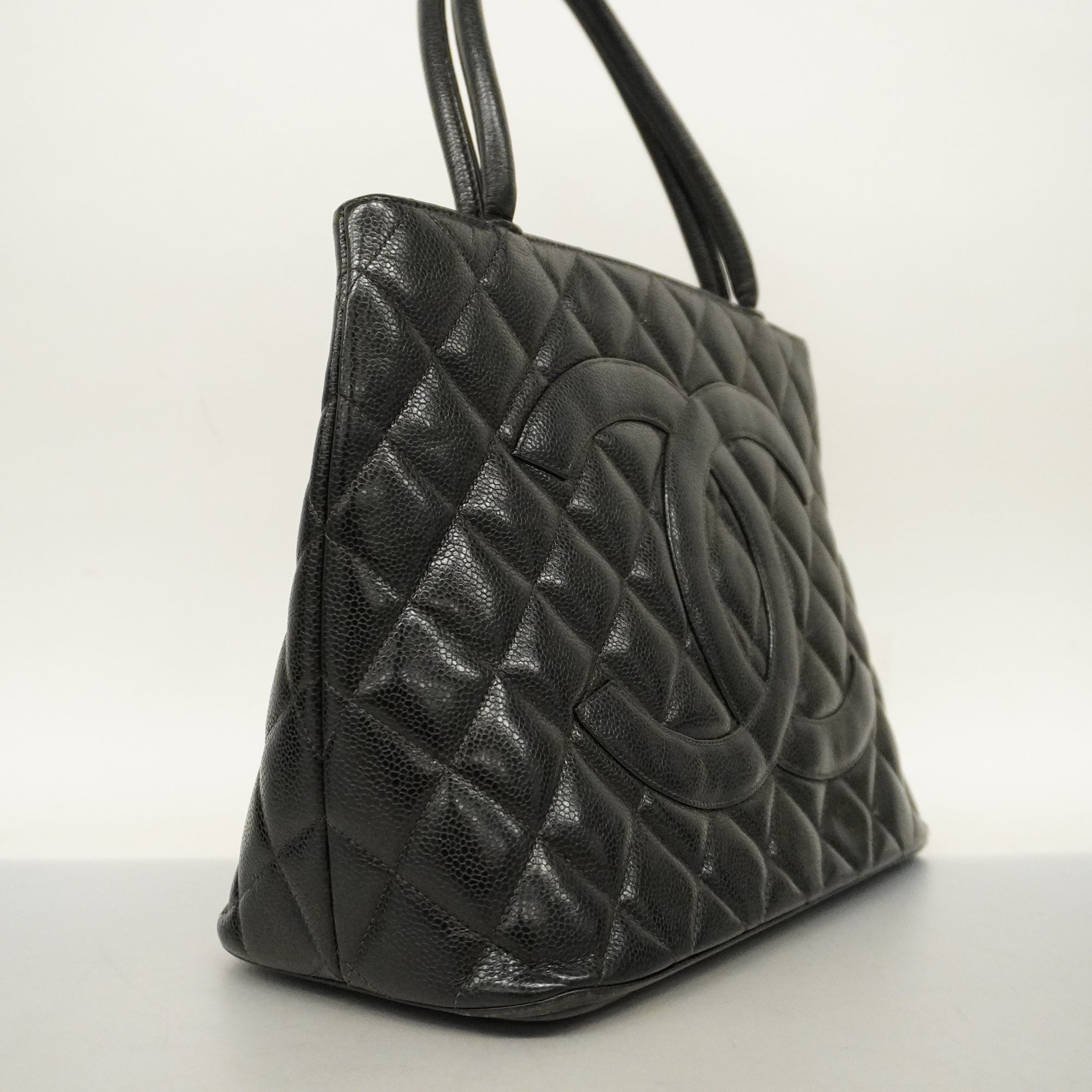 CHANELAuth  Reprint Tote Women's Caviar Leather Tote Bag Black