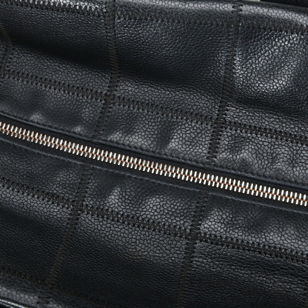 CHANEL Chocolate Bar Handbag Boston Bag Black Caviar Skin Ladies