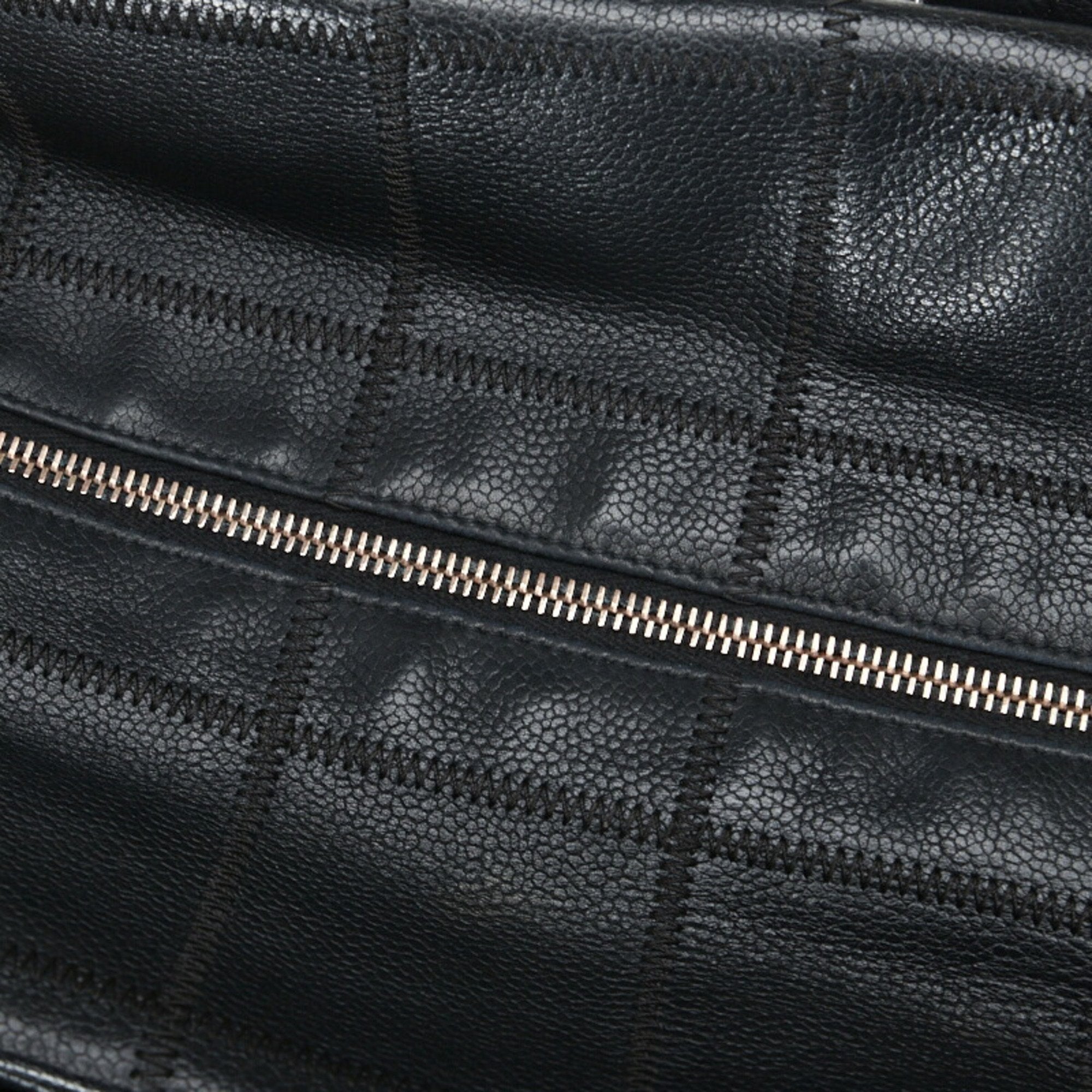 CHANEL Chocolate Bar Handbag Boston Bag Black Caviar Skin Ladies