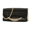 CHANELAuth  Chocolate Bar Single Chain Shoulder Bag Women's Leather Black