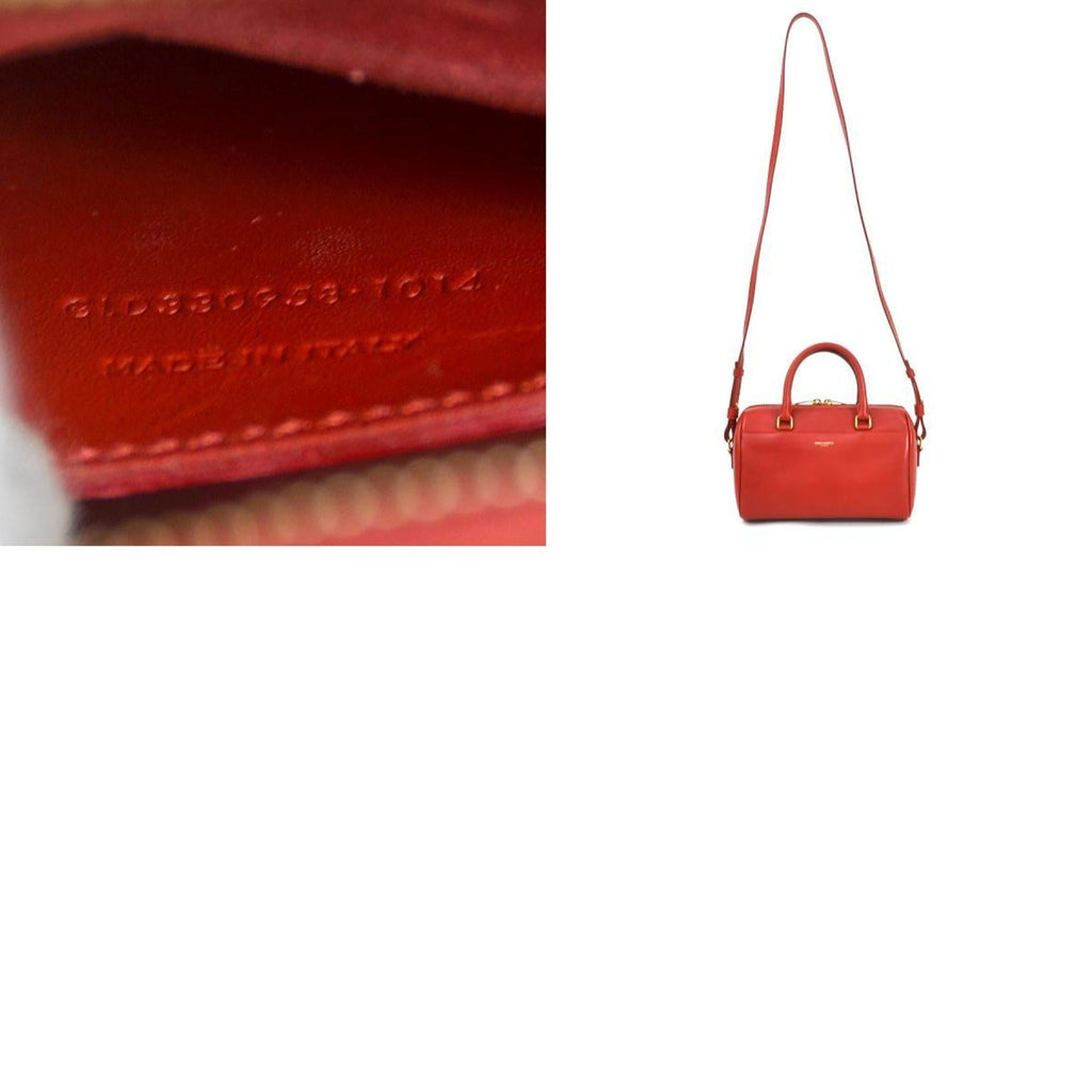 SAINT LAURENT Handbag Shoulder Bag Baby Duffle Leather Red Gold Women's e55995f