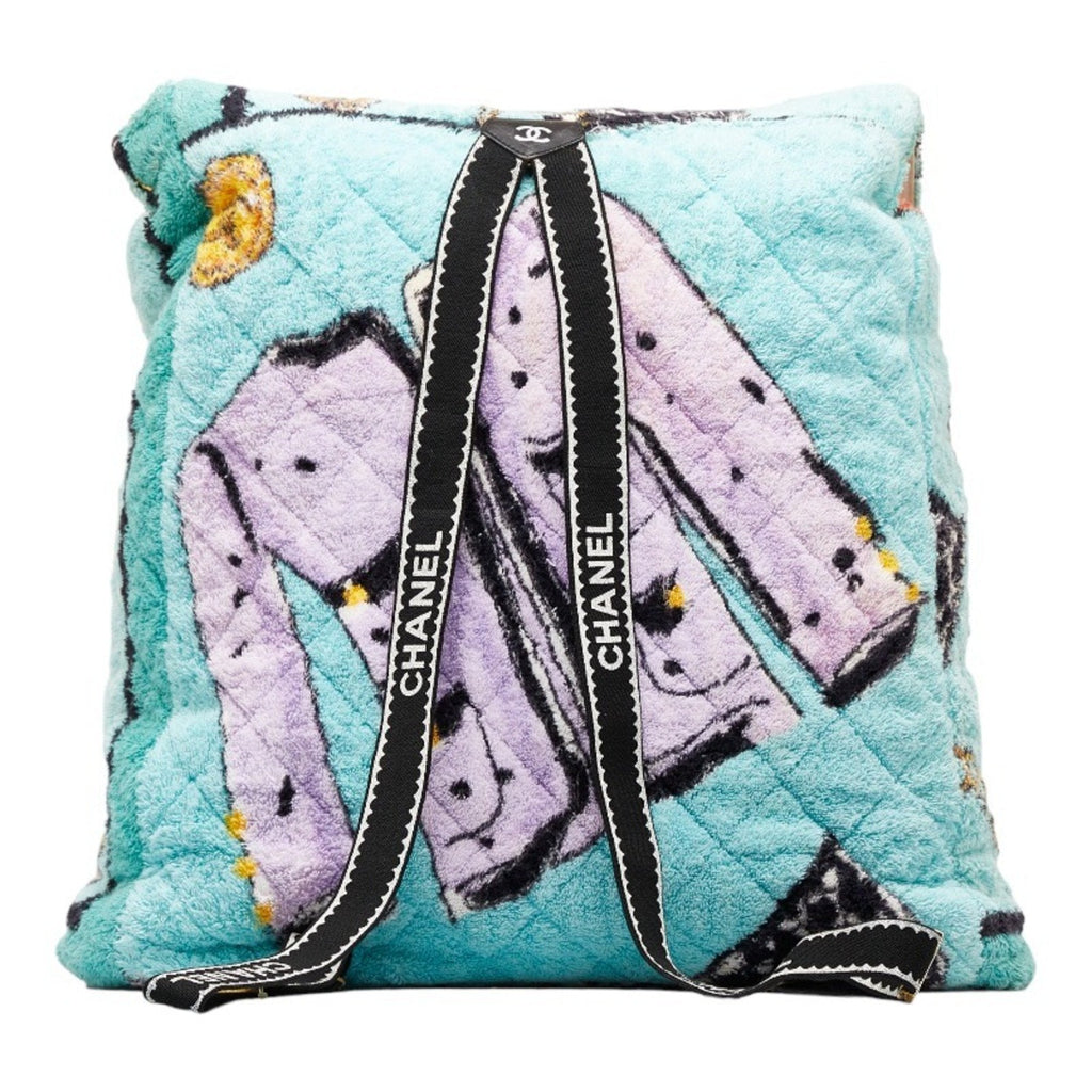 CHANEL pile rucksack backpack green multicolor cotton ladies