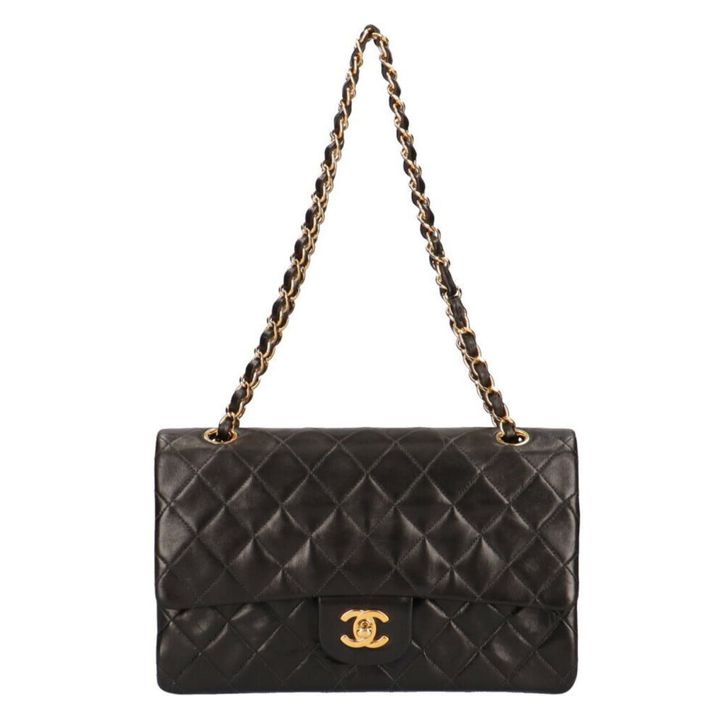 CHANEL chain matelasse shoulder bag lambskin black ladies