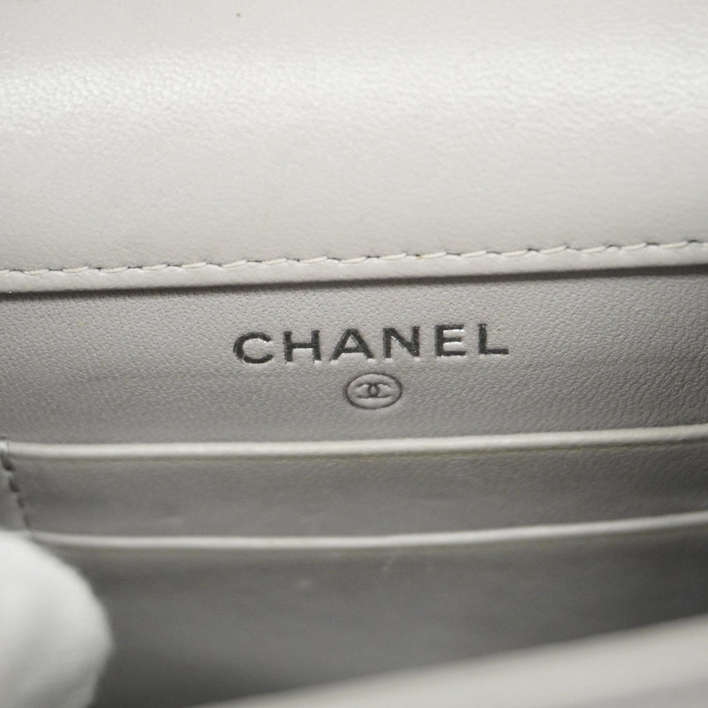 CHANEL[3bd5059]   Shoulder Bag Matelasse Chain Shoulder Lambskin Gray Silver metal
